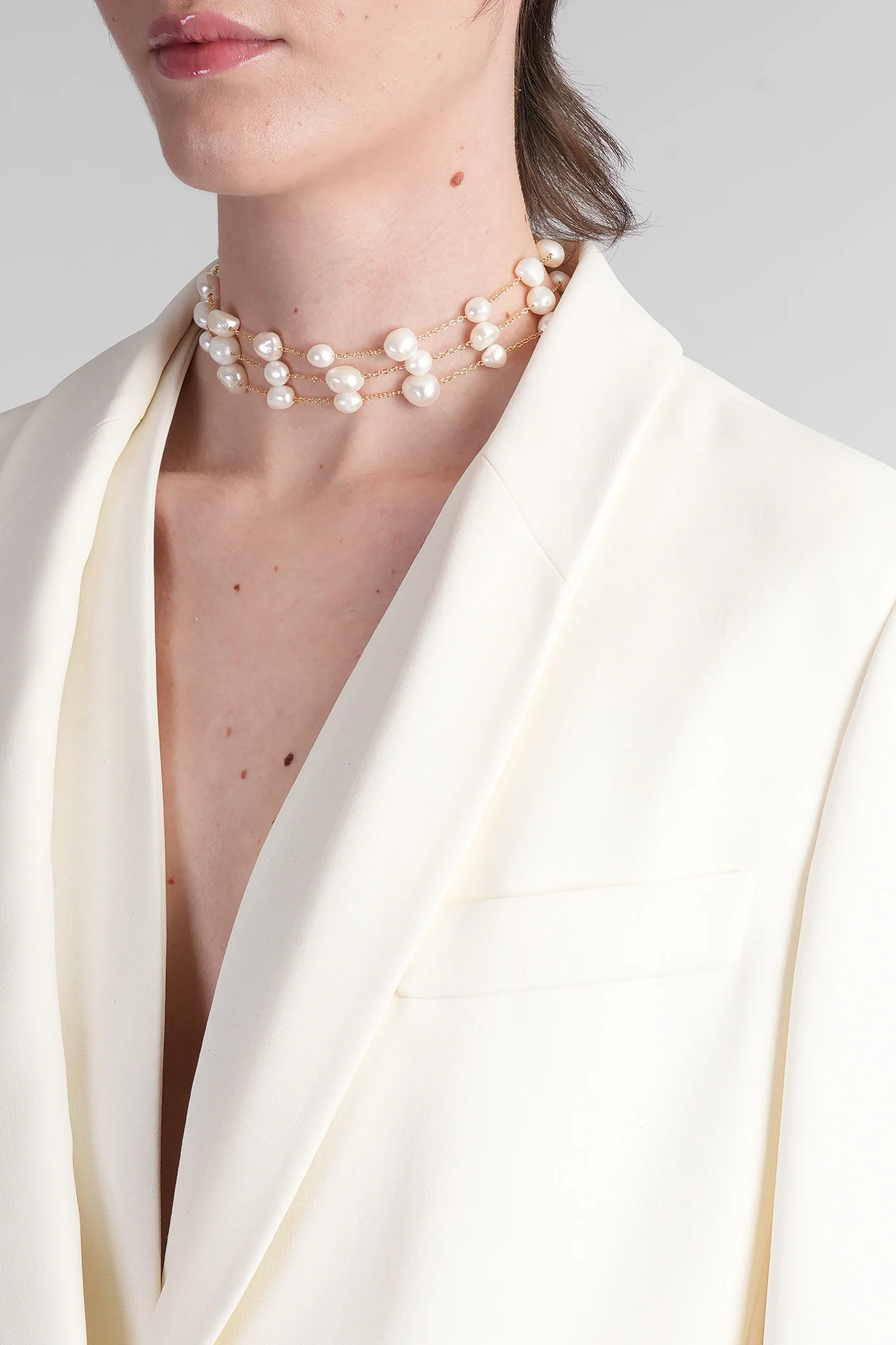 Blazer in beige silk - Image 5