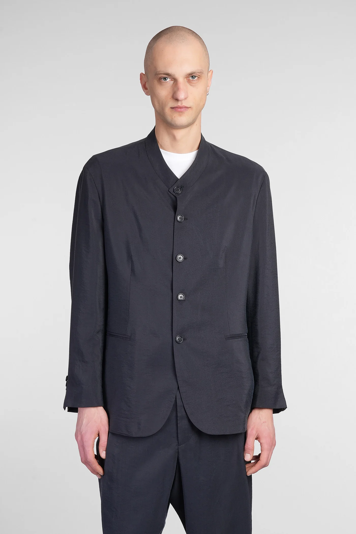 Blazer in blue silk