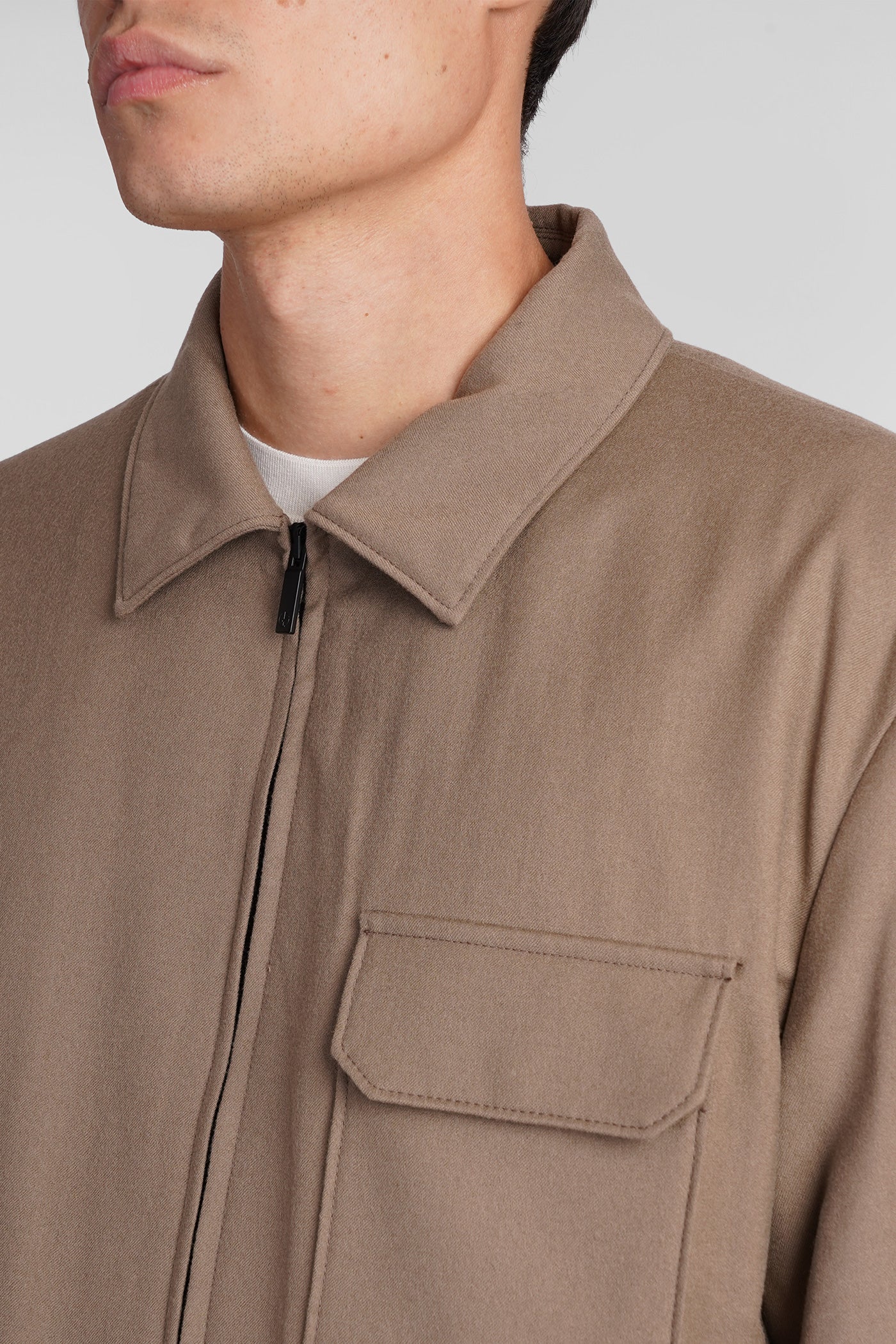 Casual jacket in beige wool - Image 5