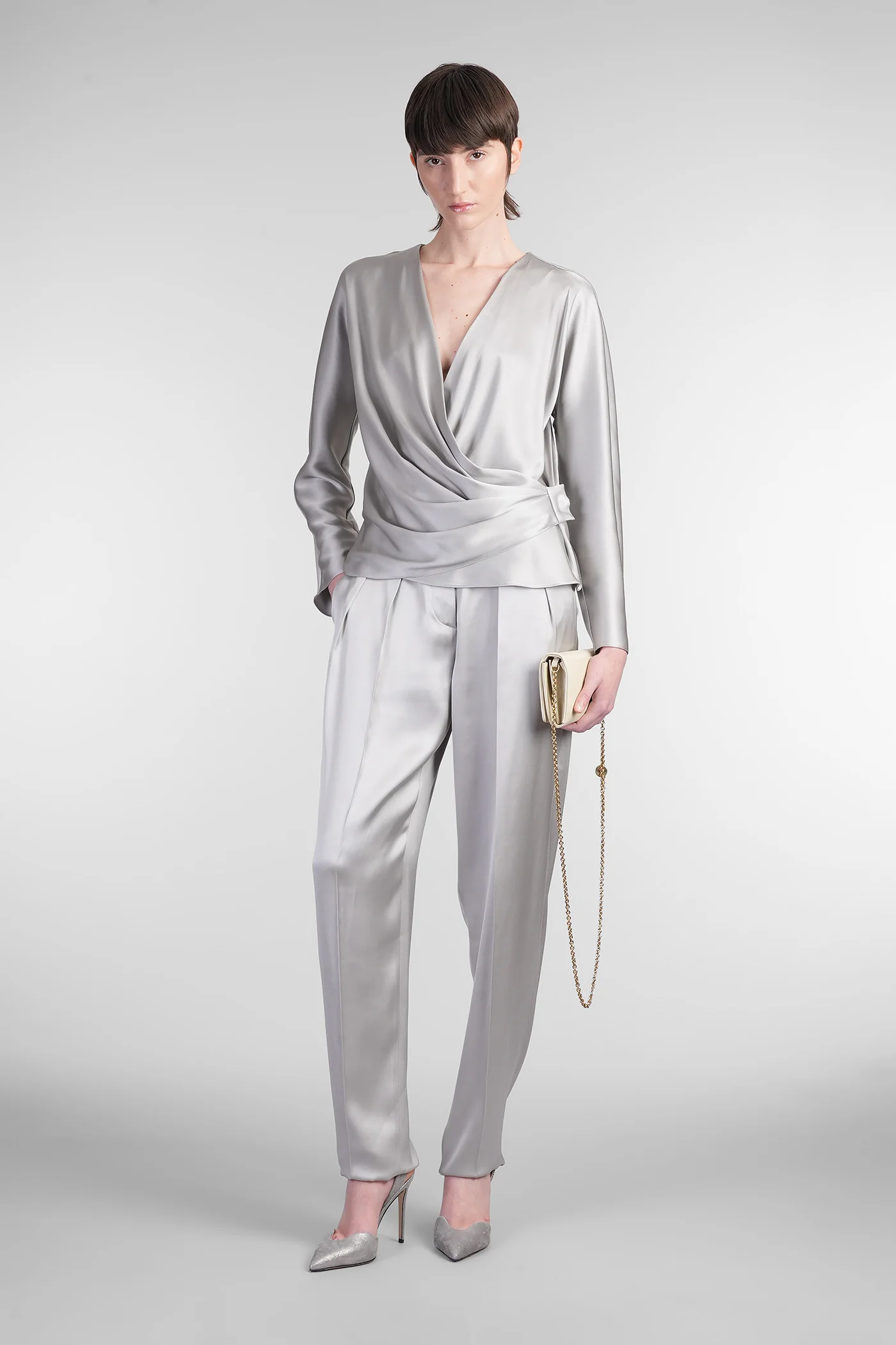 Pants in grey silk - Image 2
