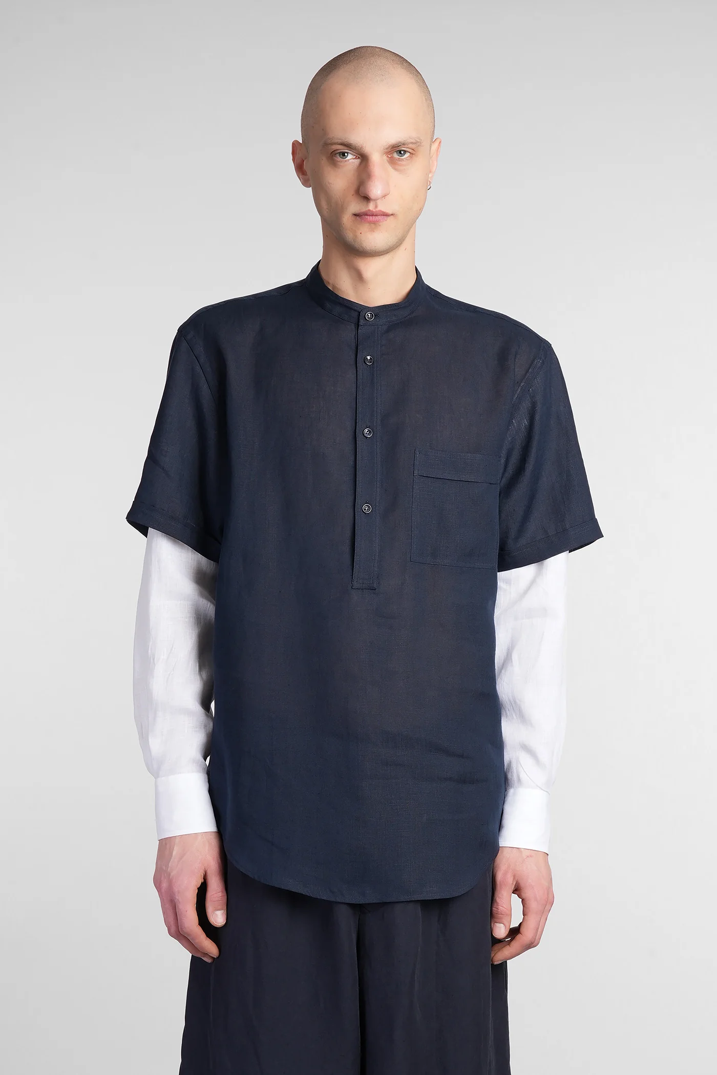 Shirt in blue linen