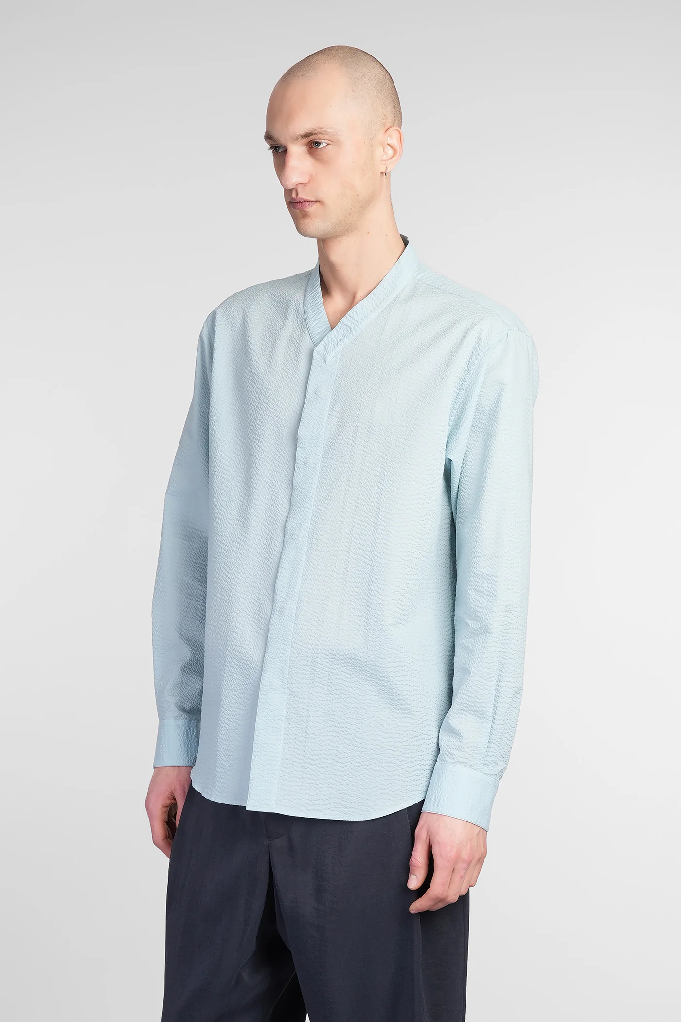 Shirt in cyan cotton - Image 4