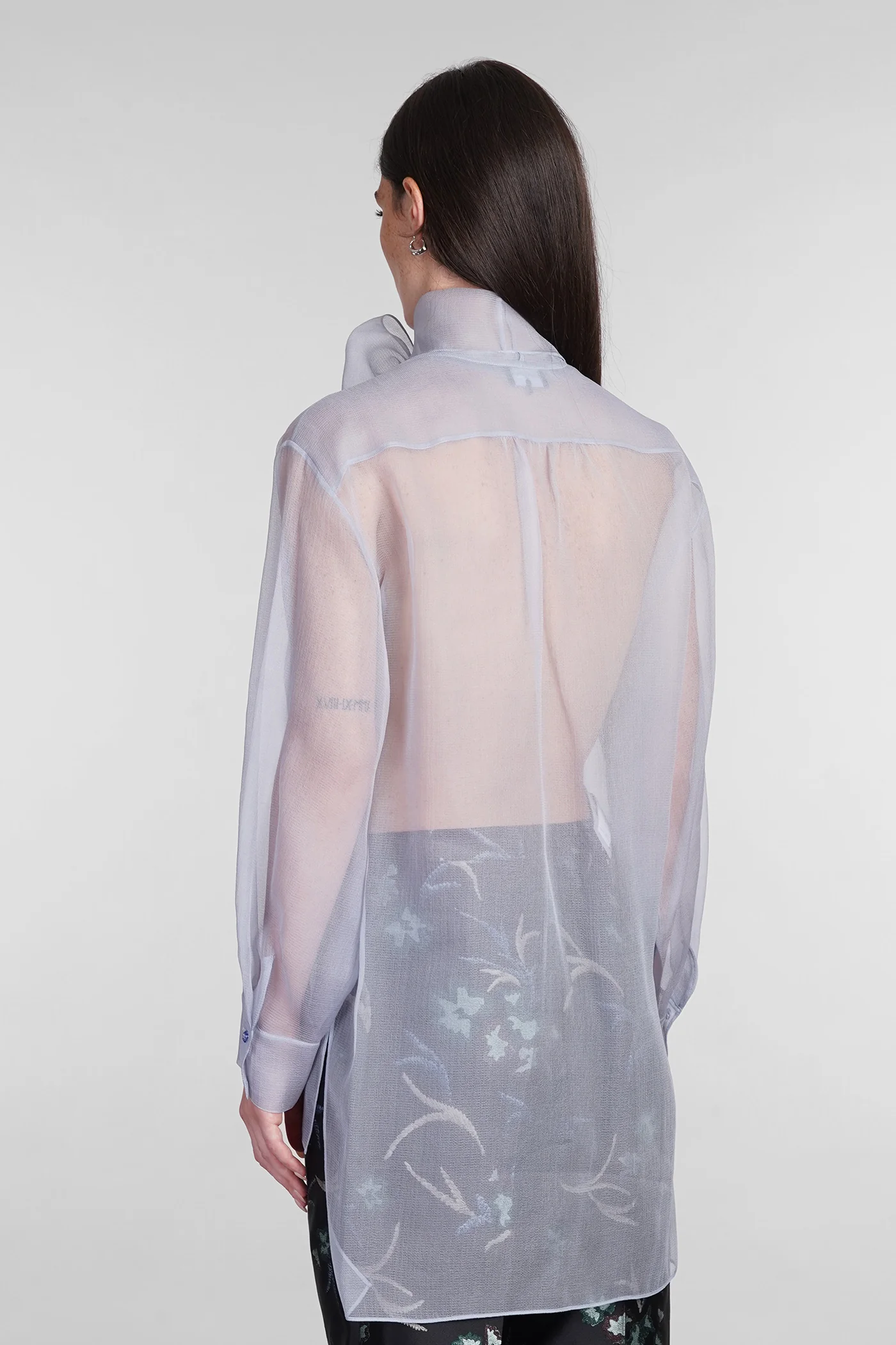 Shirt in cyan silk - Image 3