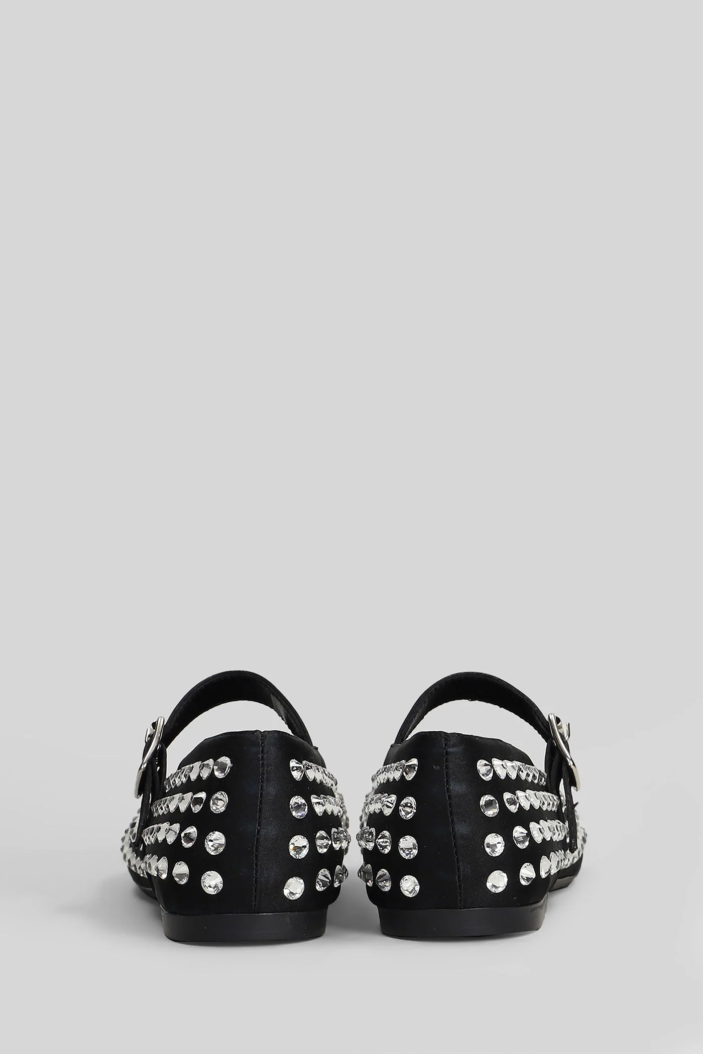 Gold Ballet flats in black satin - Image 4
