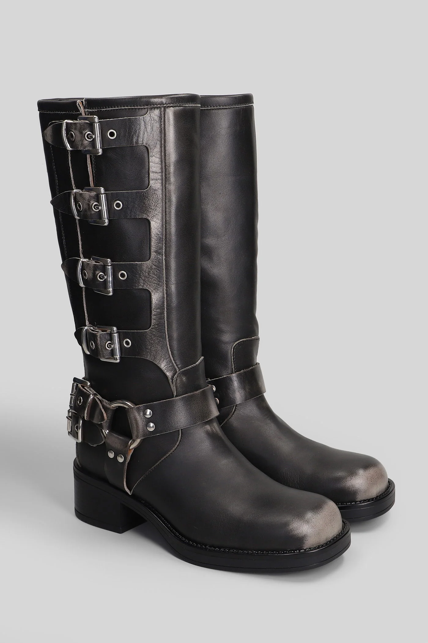 Windsor low heels boots in grey leather - Image 2