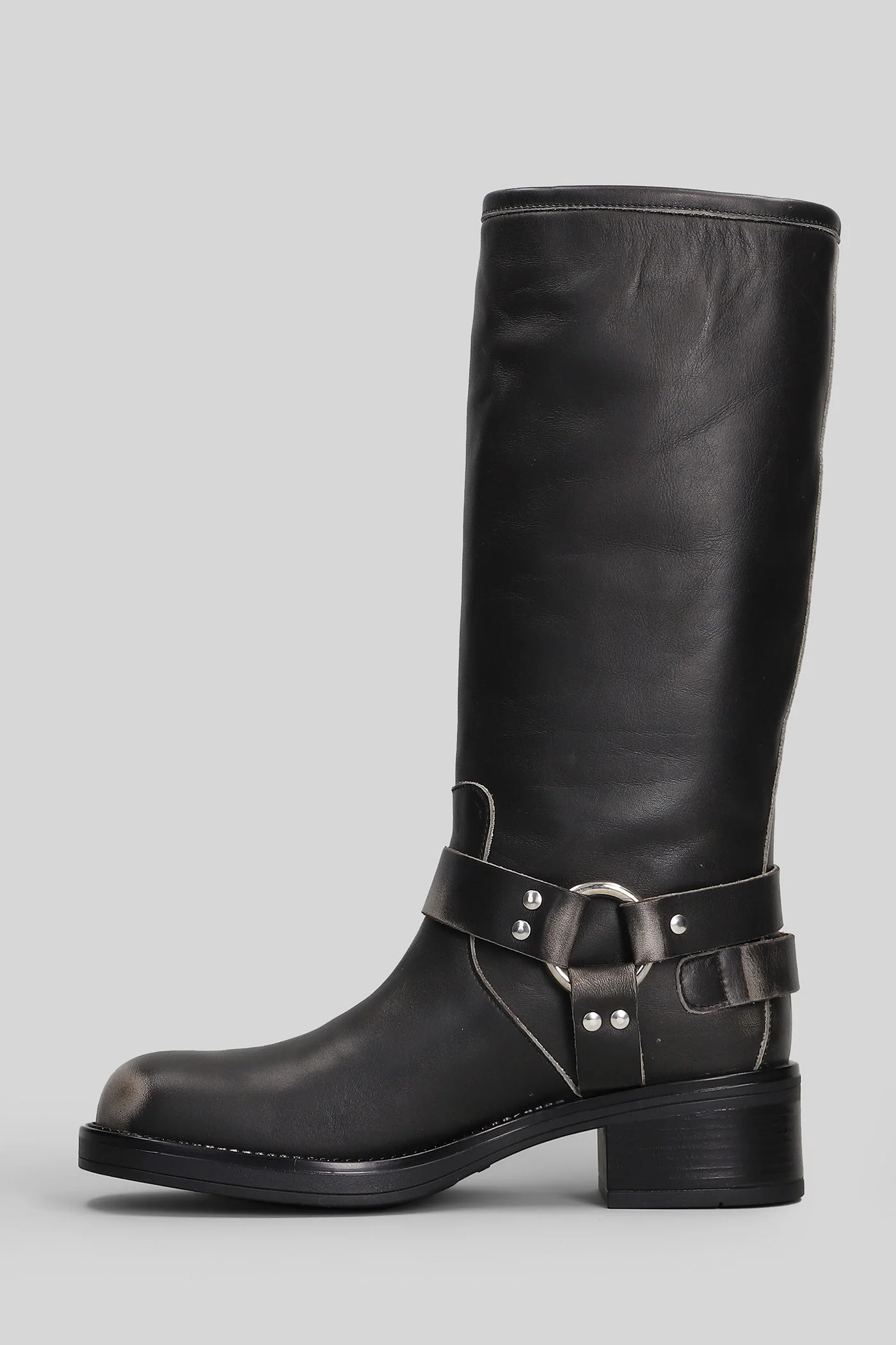 Windsor low heels boots in grey leather - Image 3