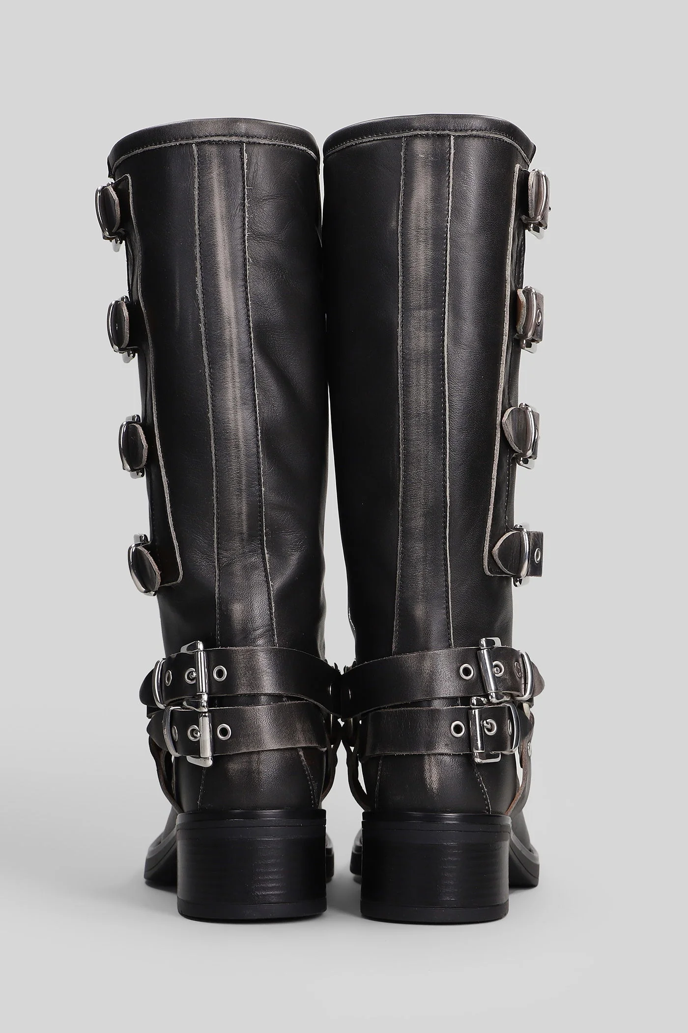 Windsor low heels boots in grey leather - Image 4