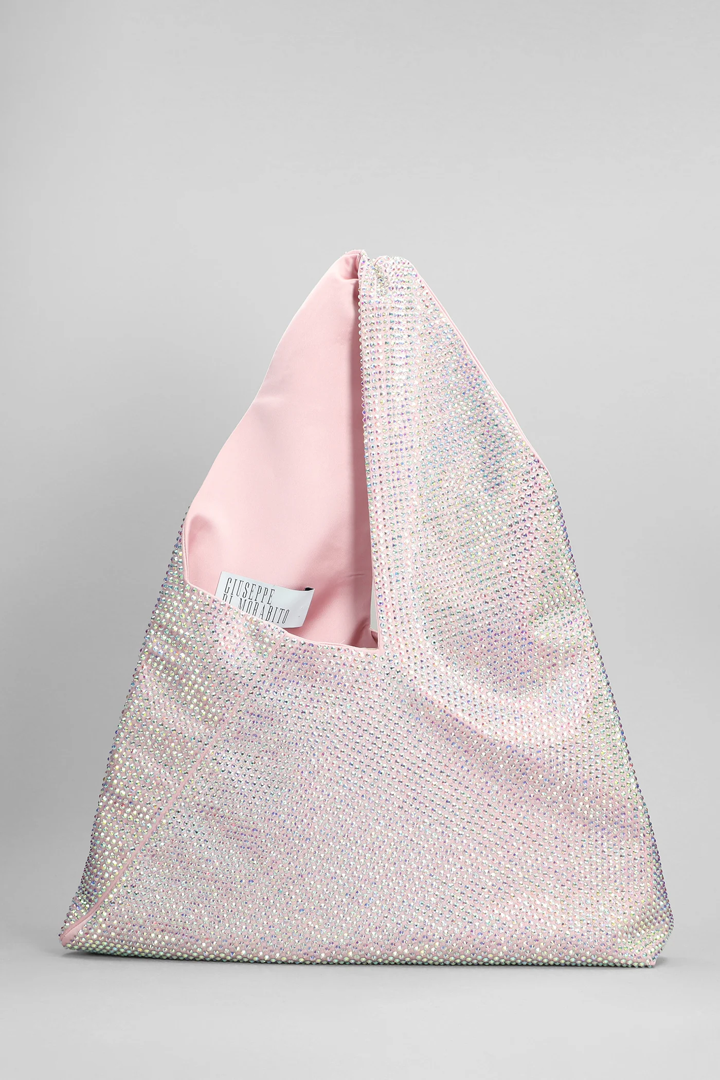 Hand bag in rose-pink polyester - Image 3