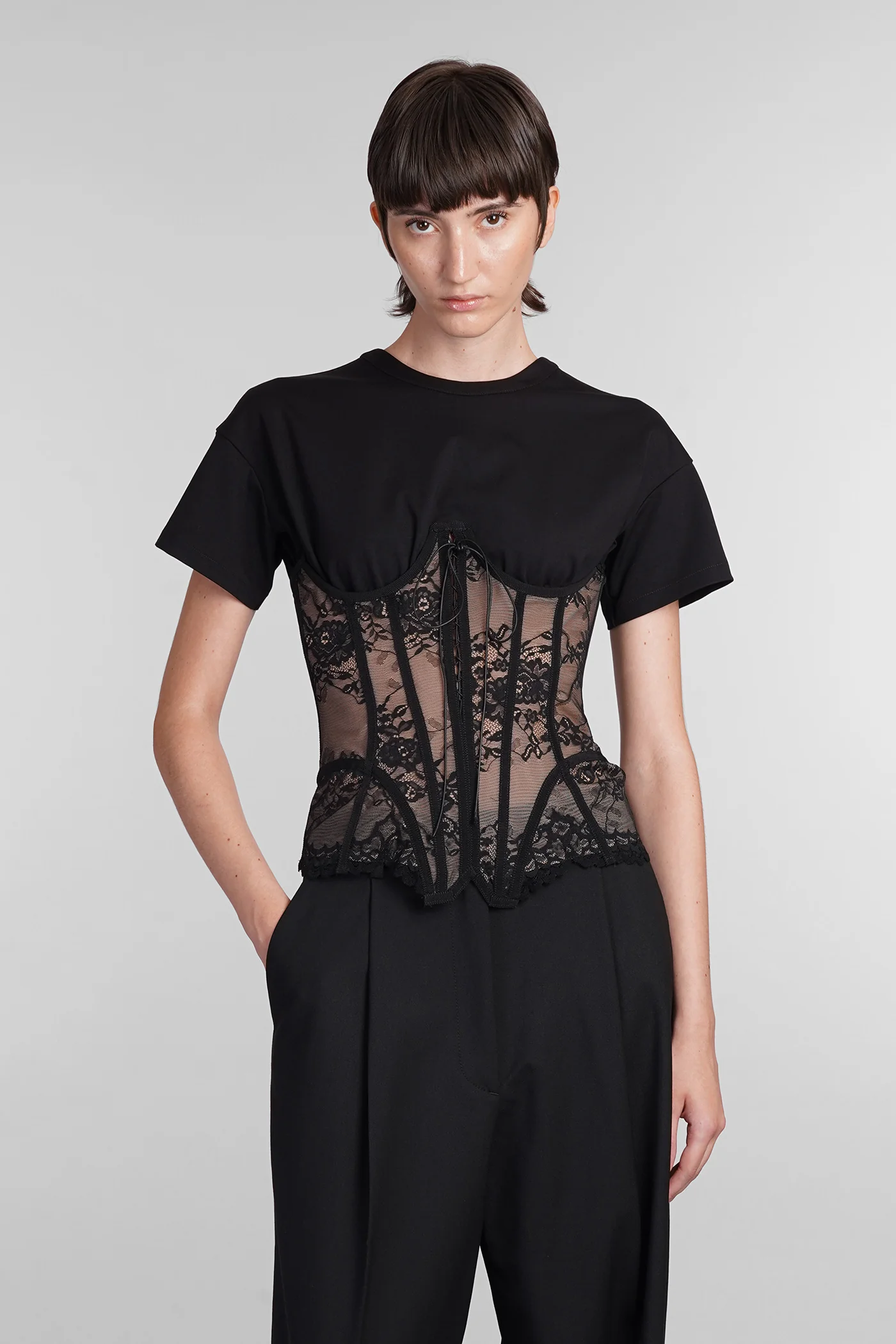 Topwear in black cotton