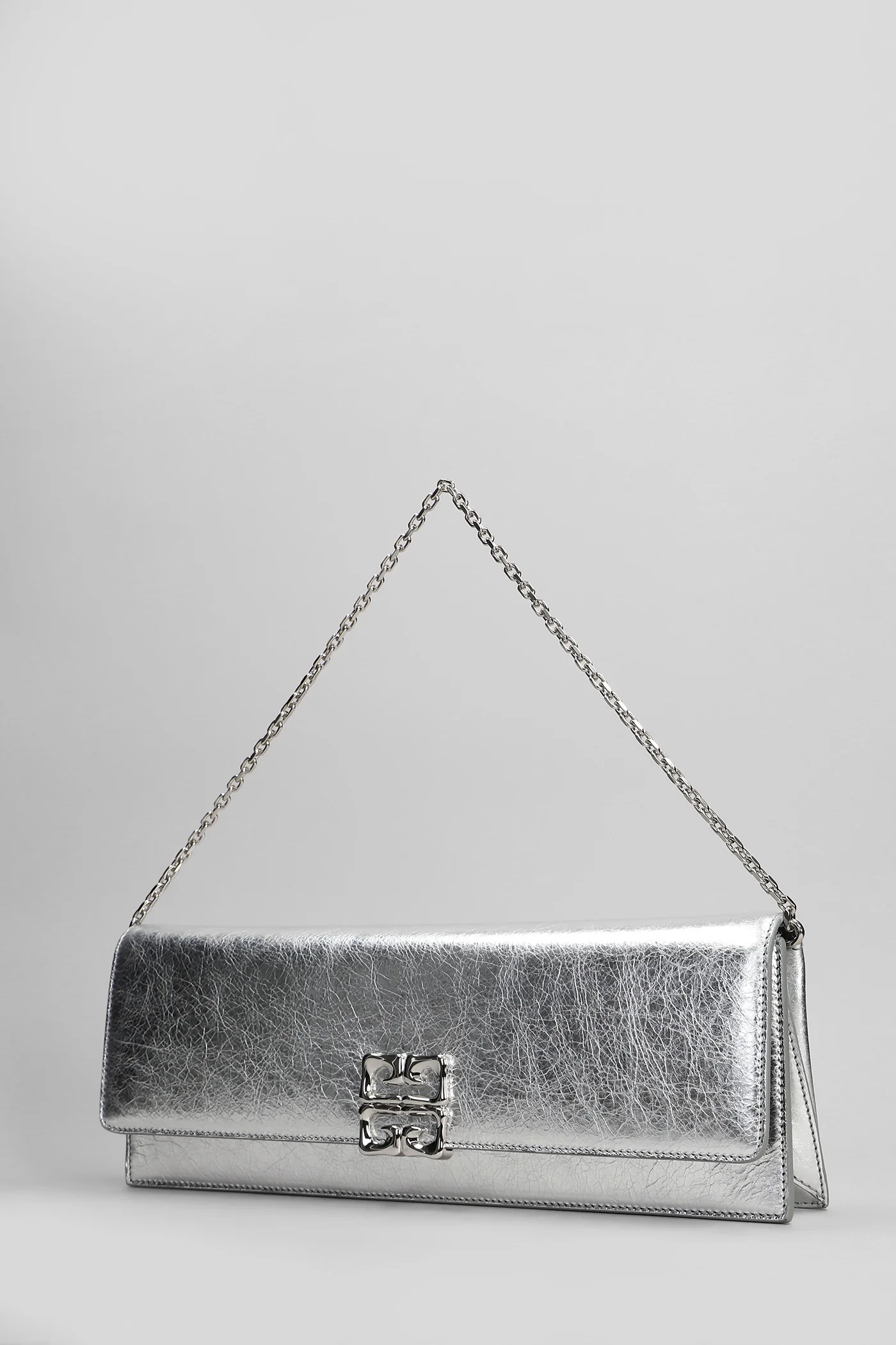 4g liquid Clutch in silver leather - Image 2