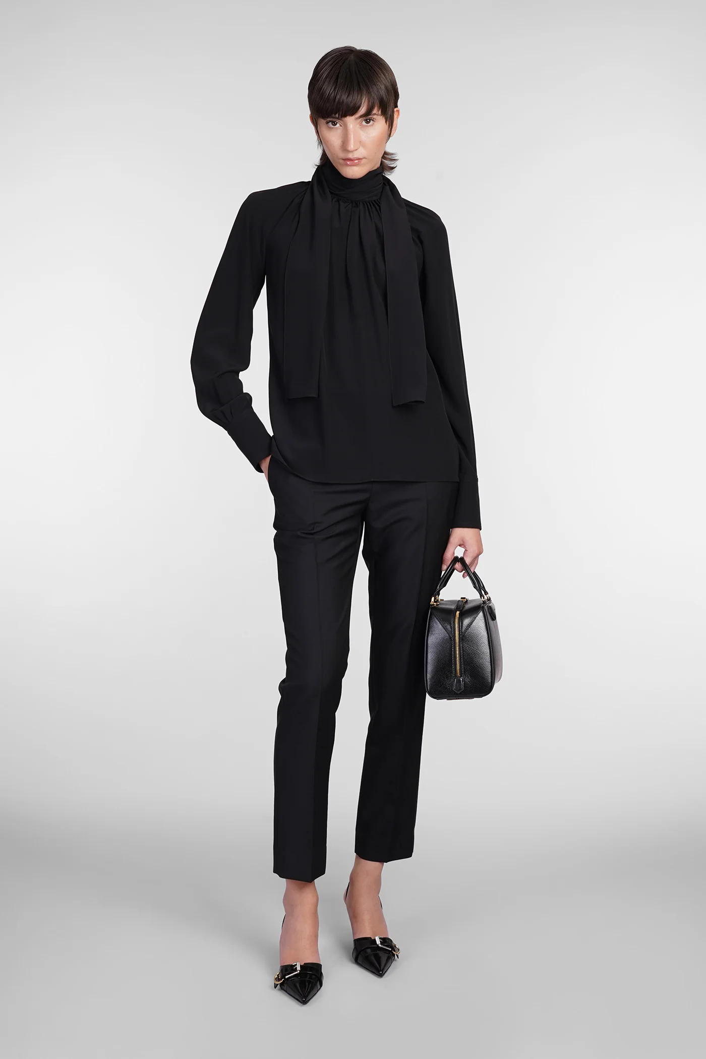 Blouse in black silk - Image 2