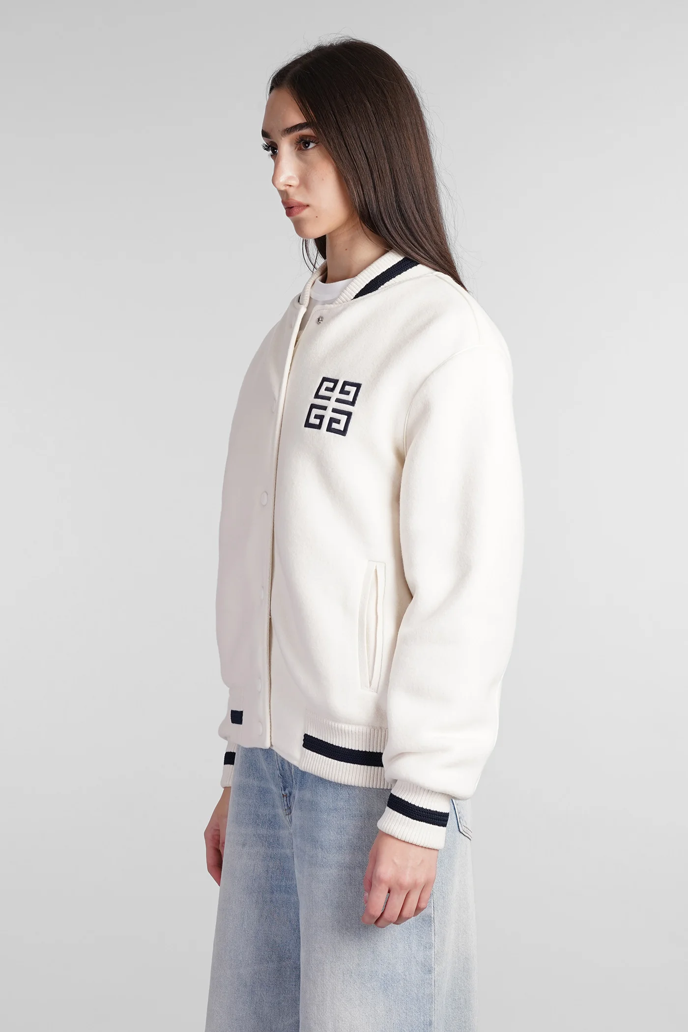 Bomber Jacket in beige wool - Image 4