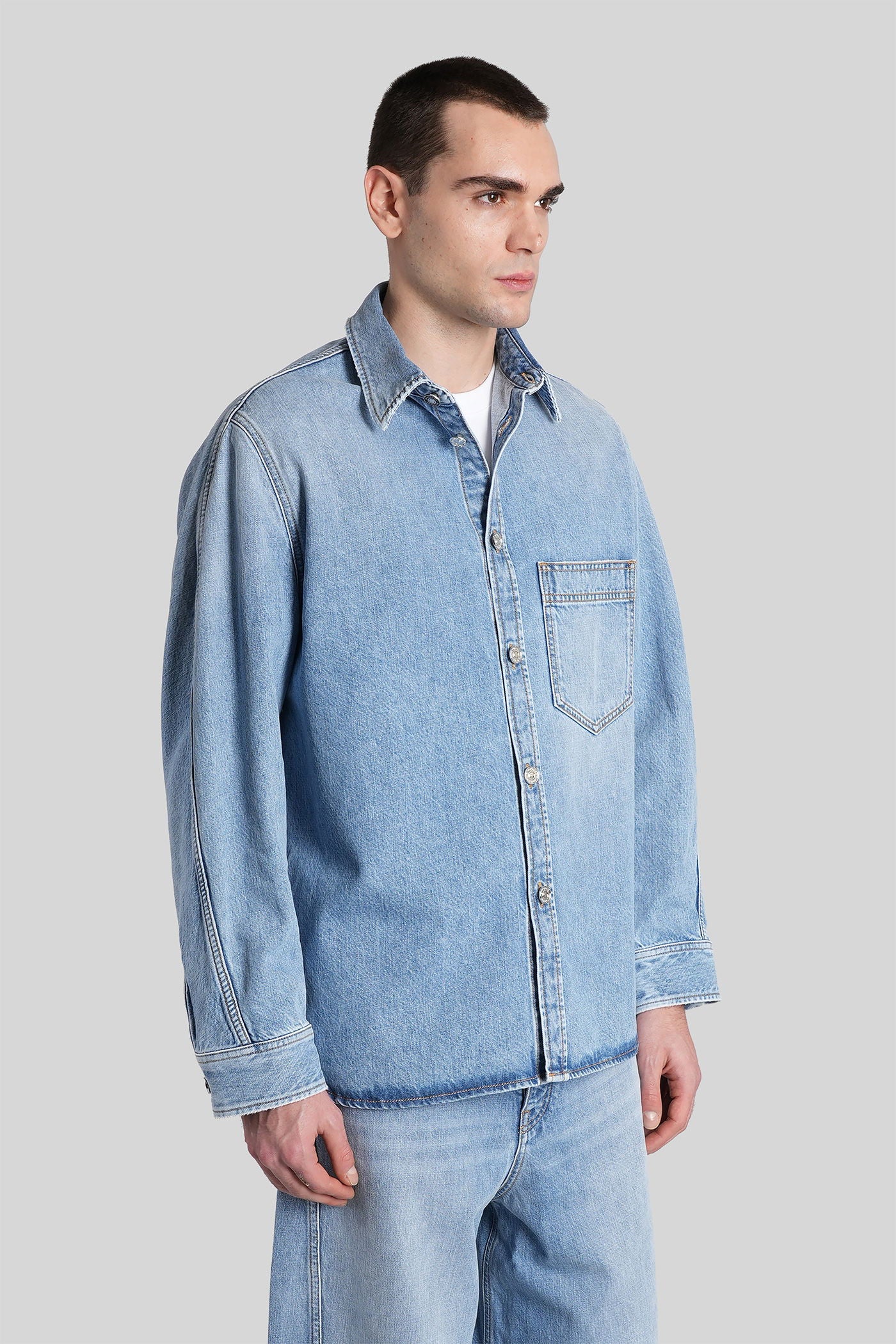Casual jacket in cyan cotton - Image 4