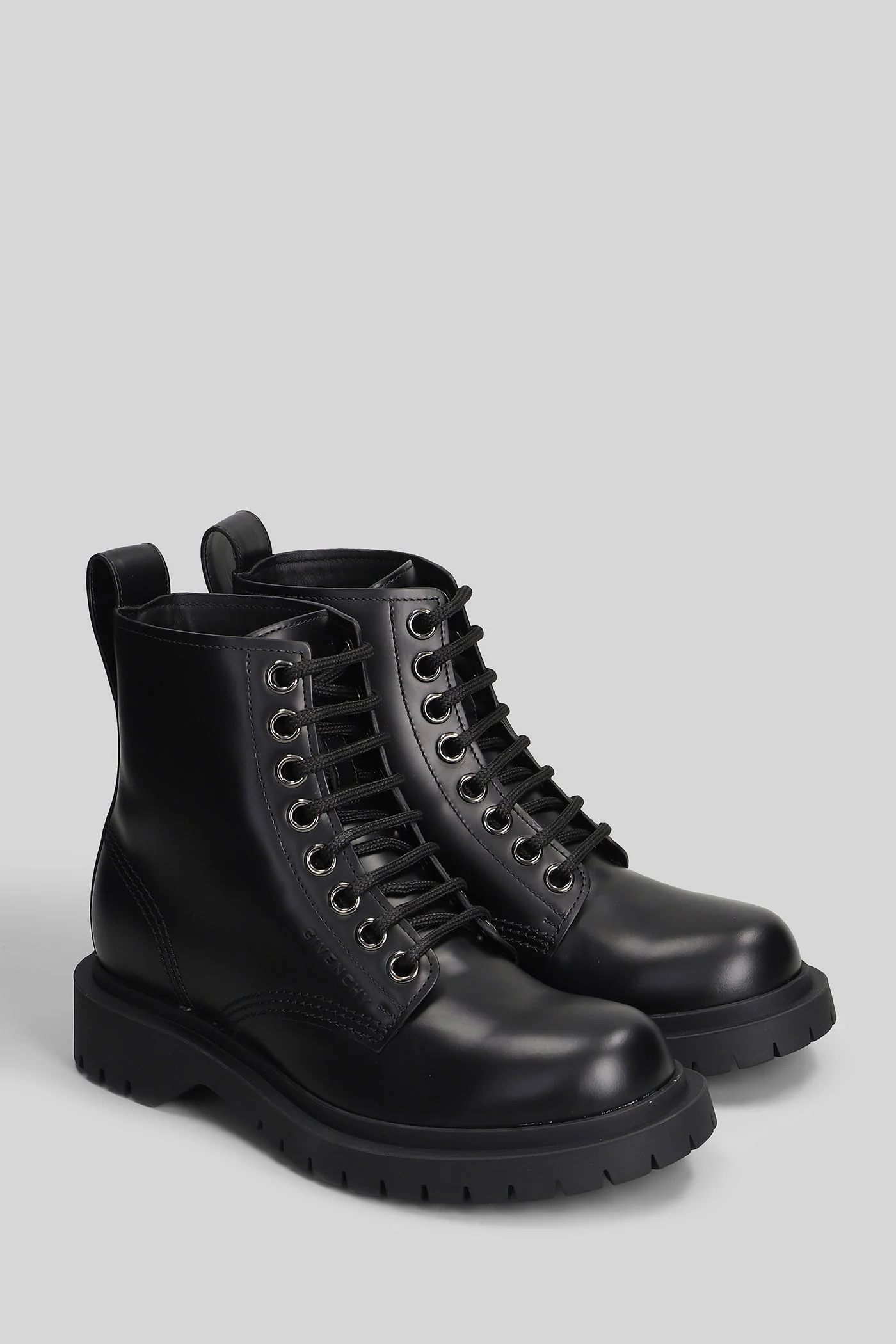 Lace up boot Combat boots in black leather - Image 2