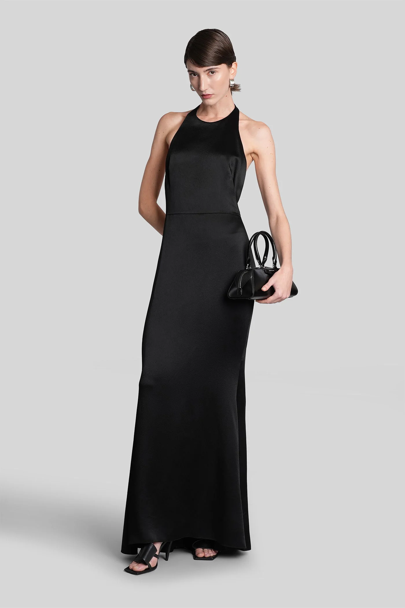 Long dress in black viscose - Image 2