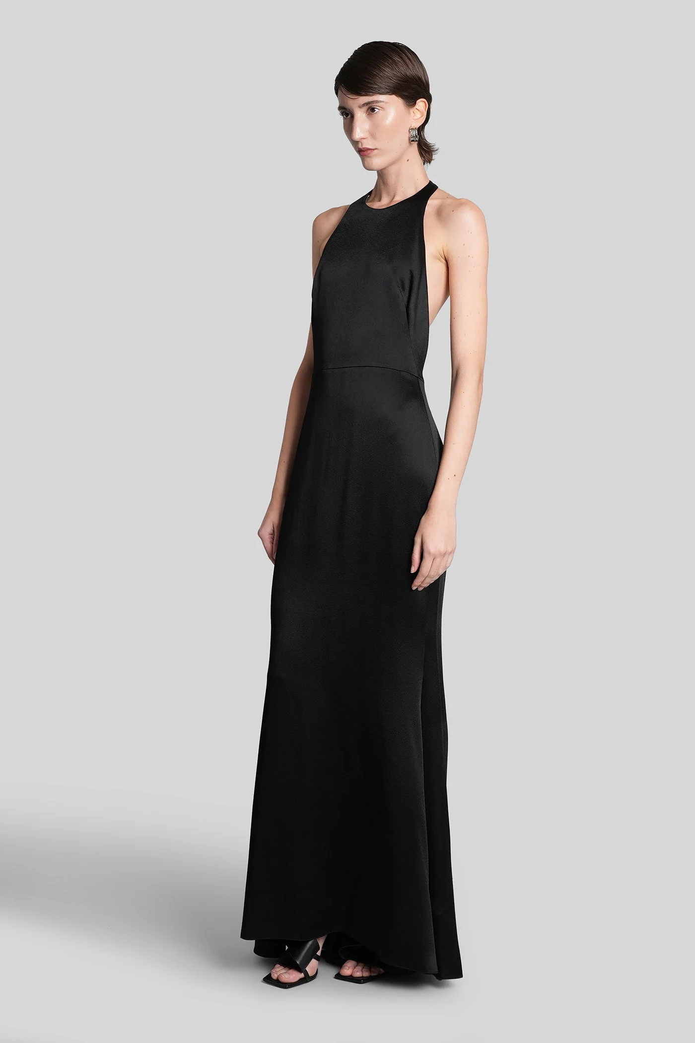 Long dress in black viscose - Image 4