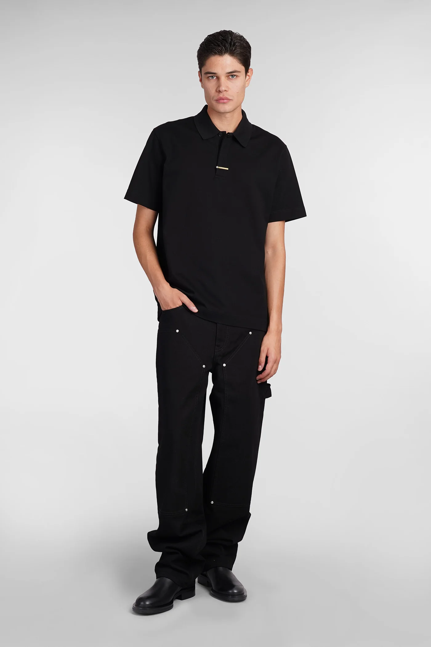 Polo in black cotton - Image 2