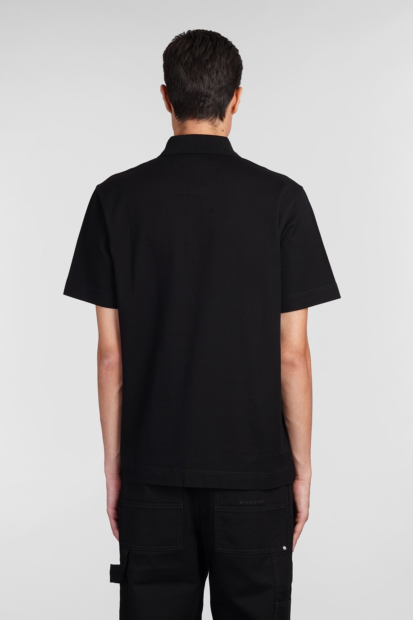 Polo in black cotton - Image 3