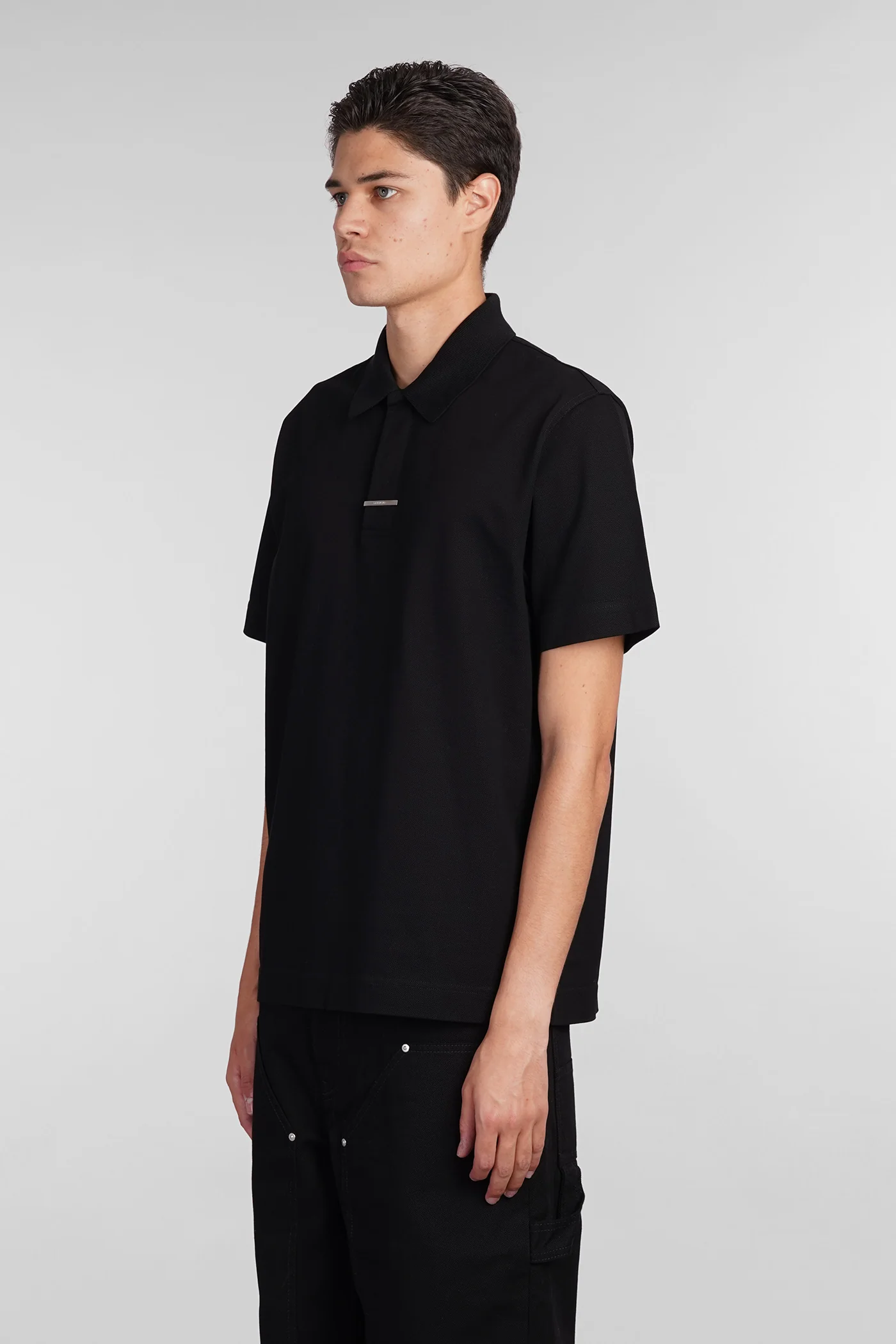 Polo in black cotton - Image 4