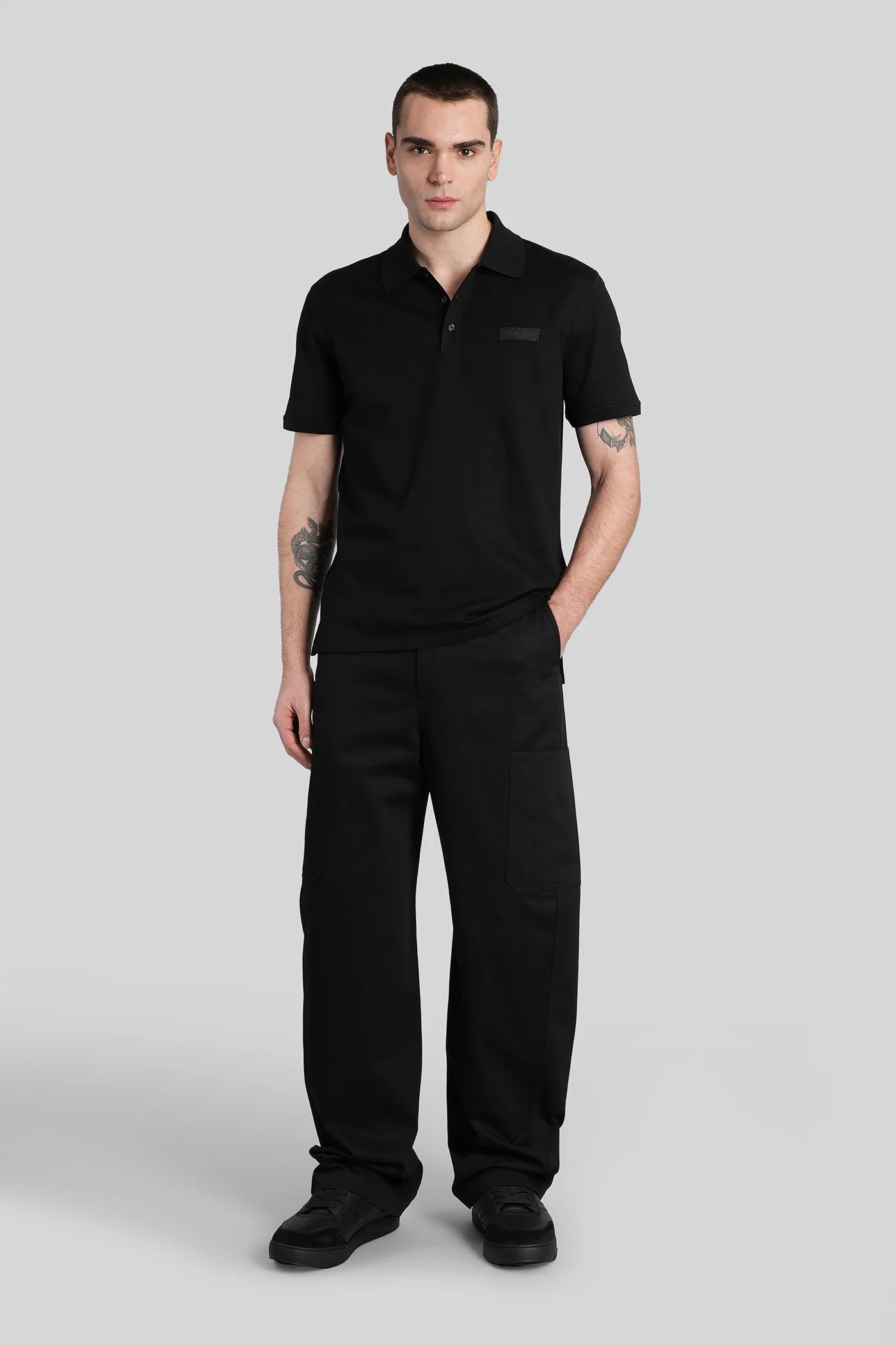 Polo in black cotton - Image 2