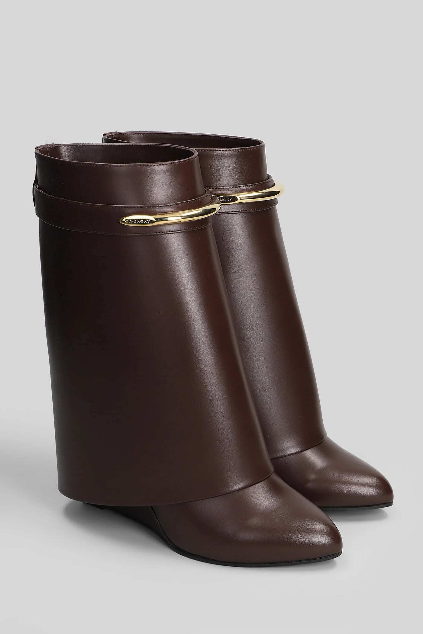 Shark boots 95mm High heels Ankle boots in brown leather - Image 2