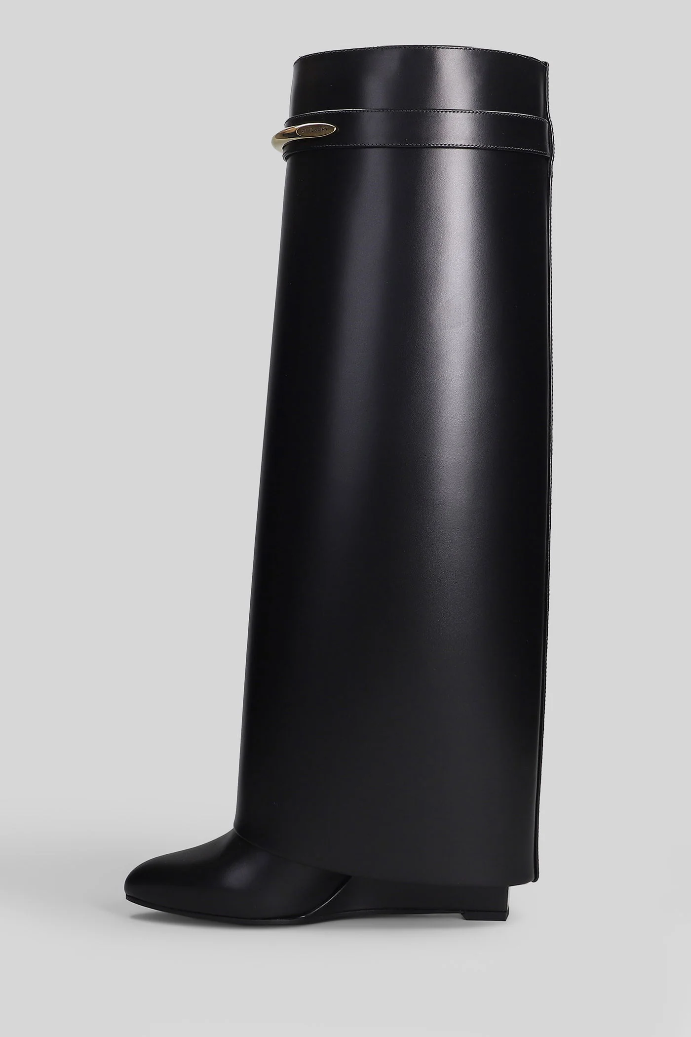 Shark boots gamba ampia High heels boots in black leather - Image 3