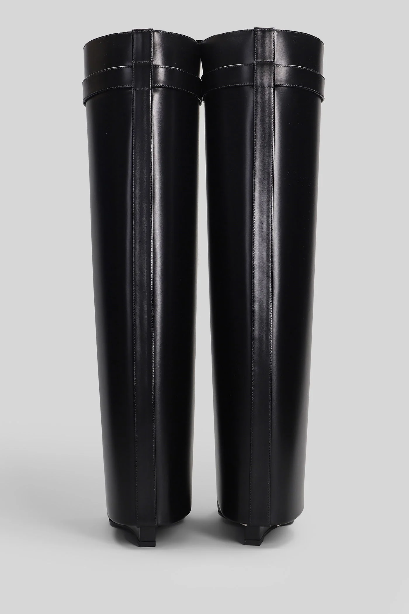 Shark boots gamba ampia High heels boots in black leather - Image 4