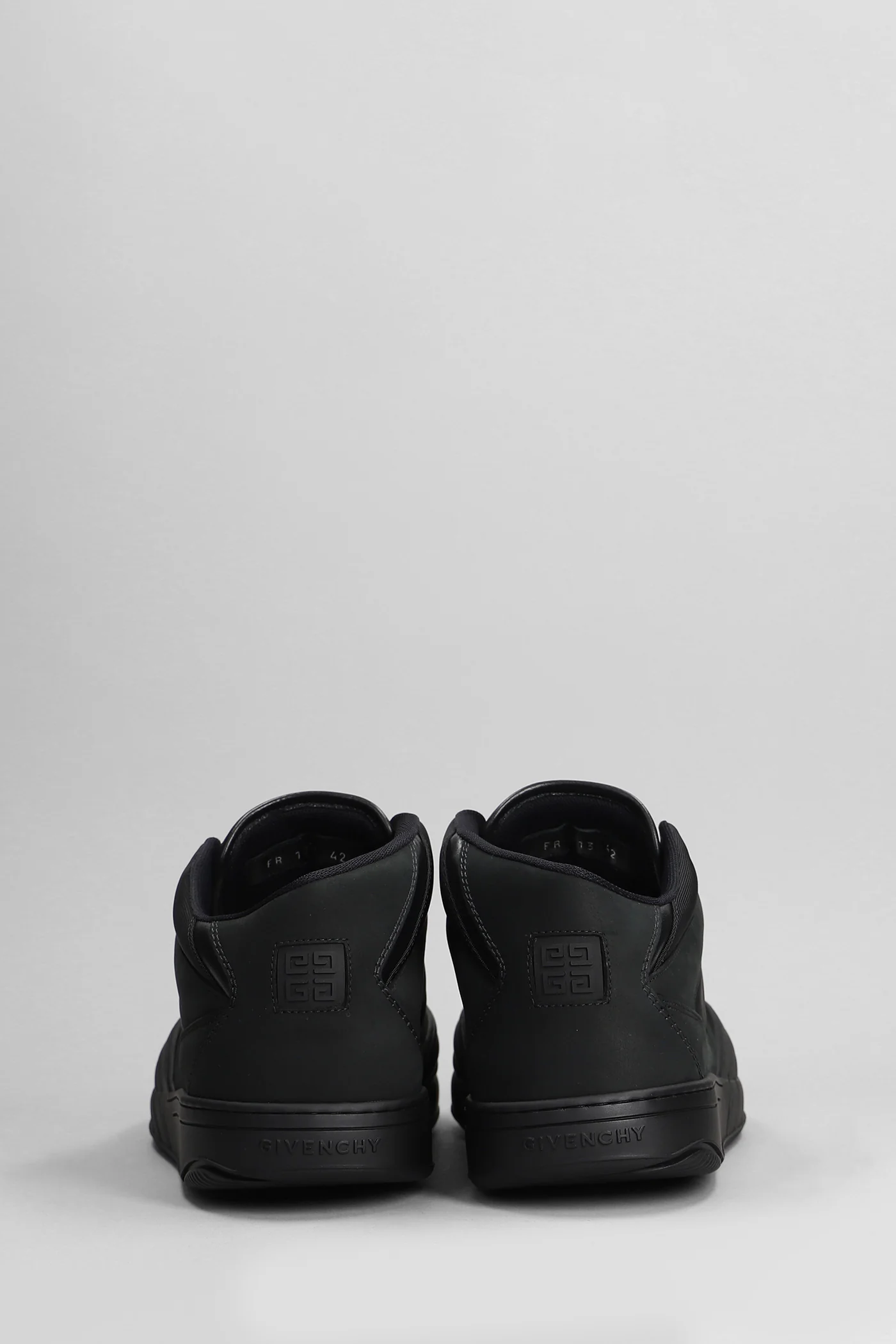 Sneakers in black leather and fabric - Image 4