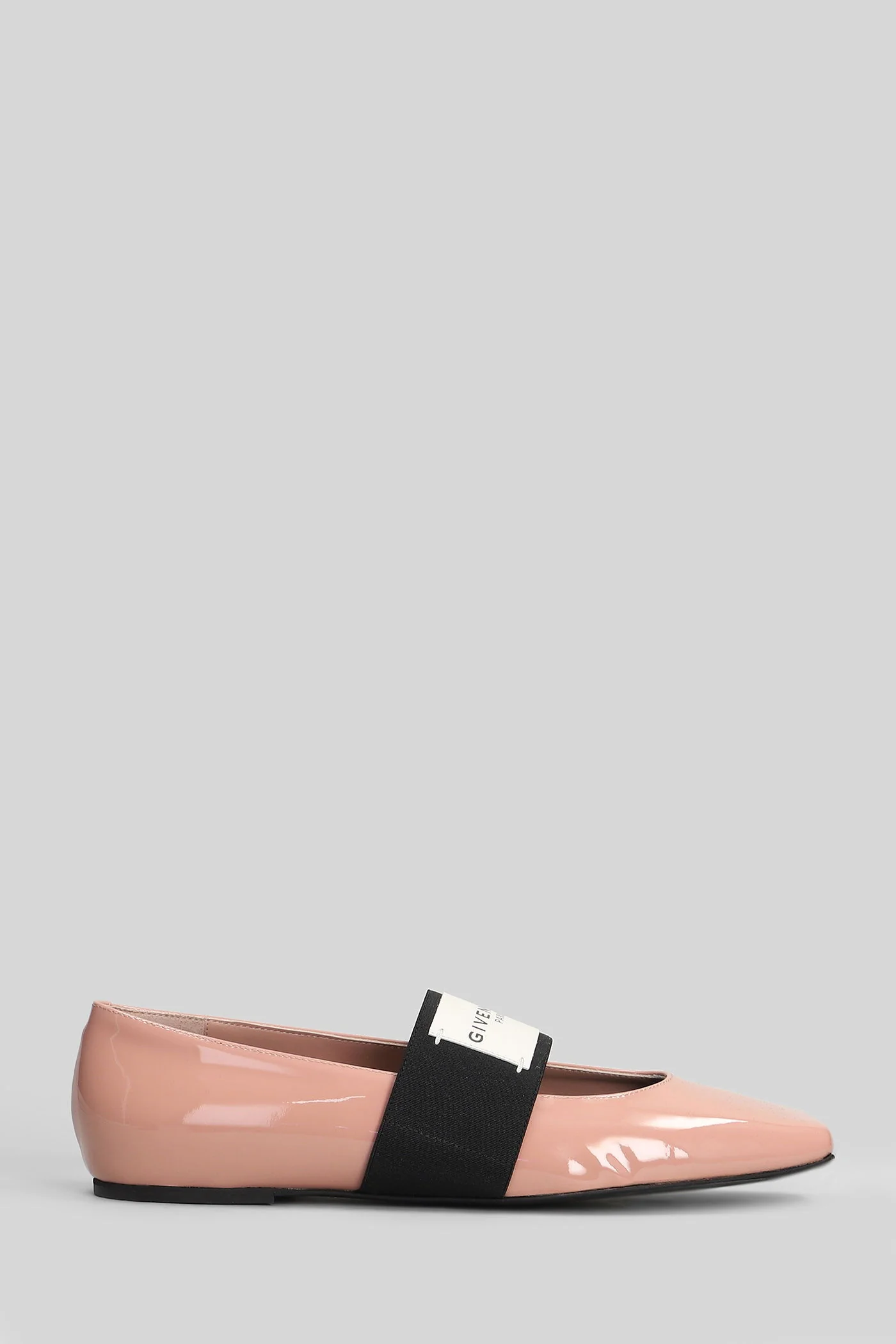 Squared Ballet flats in rose-pink patent leather