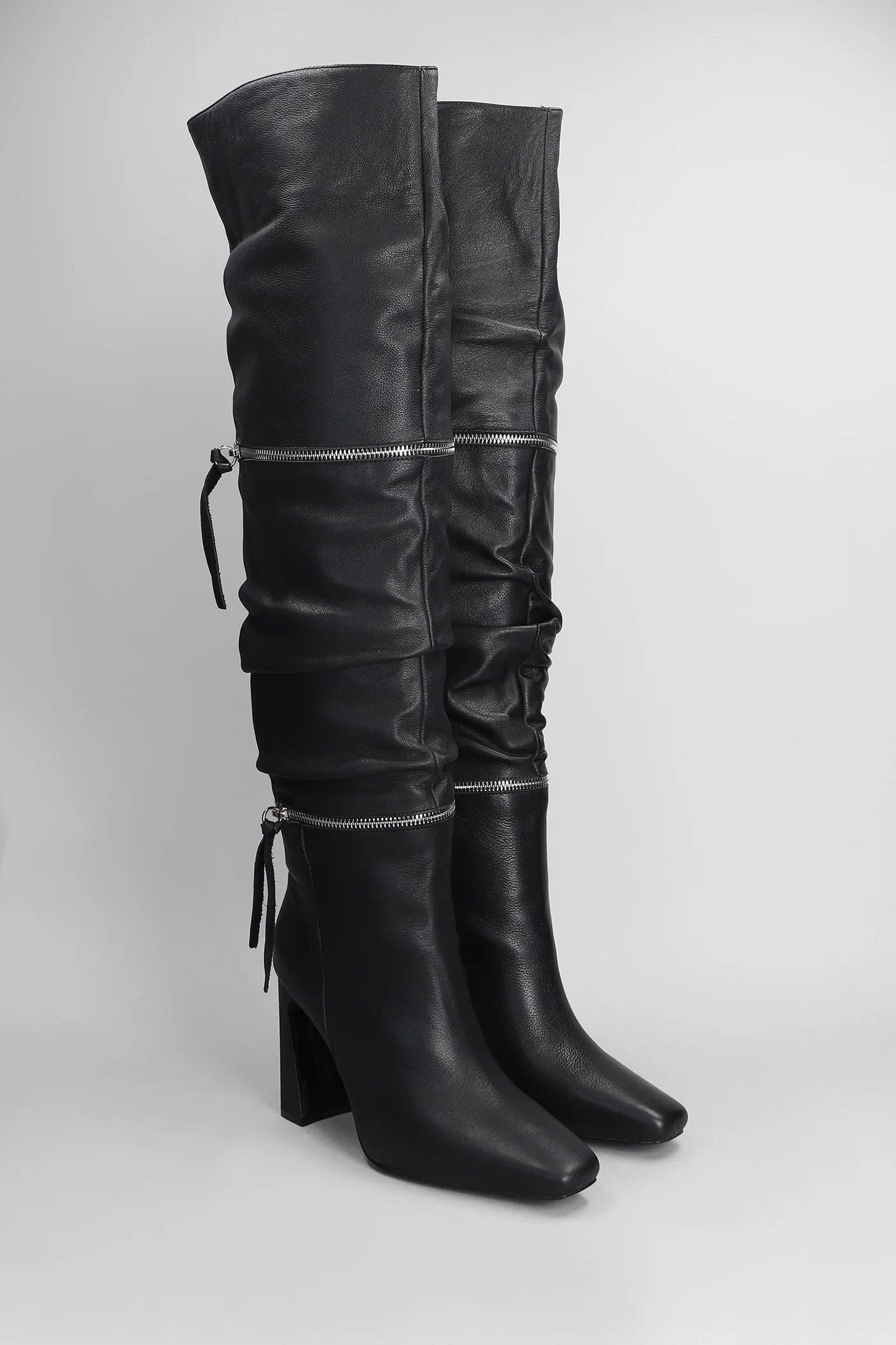 Hoki High heels boots in black leather - Image 2