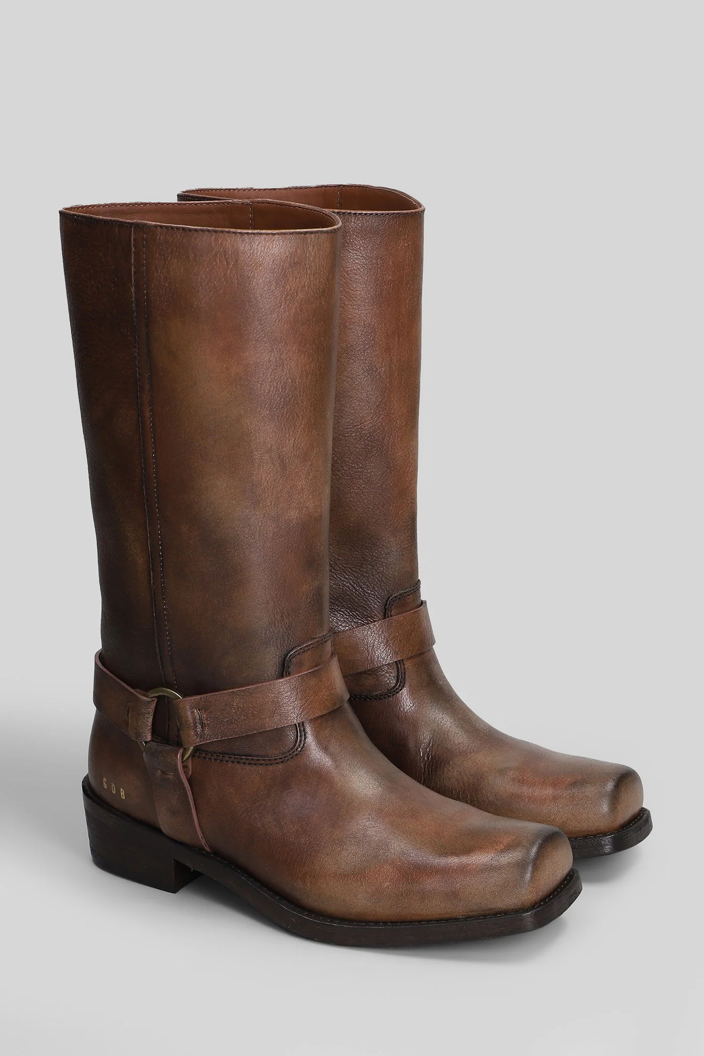 Biker Square low heels boots in leather color leather - Image 2