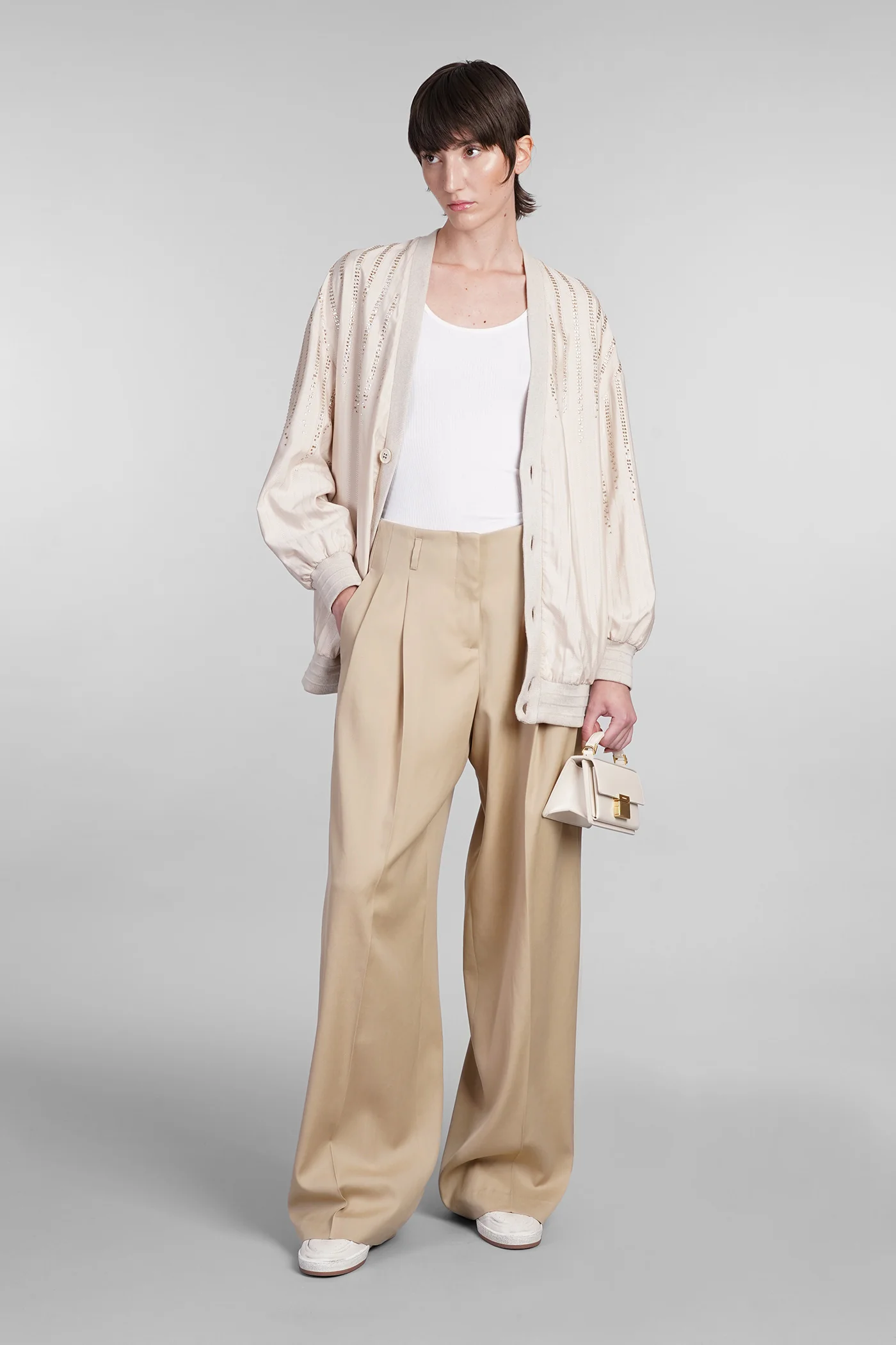 Cardigan in beige silk - Image 2