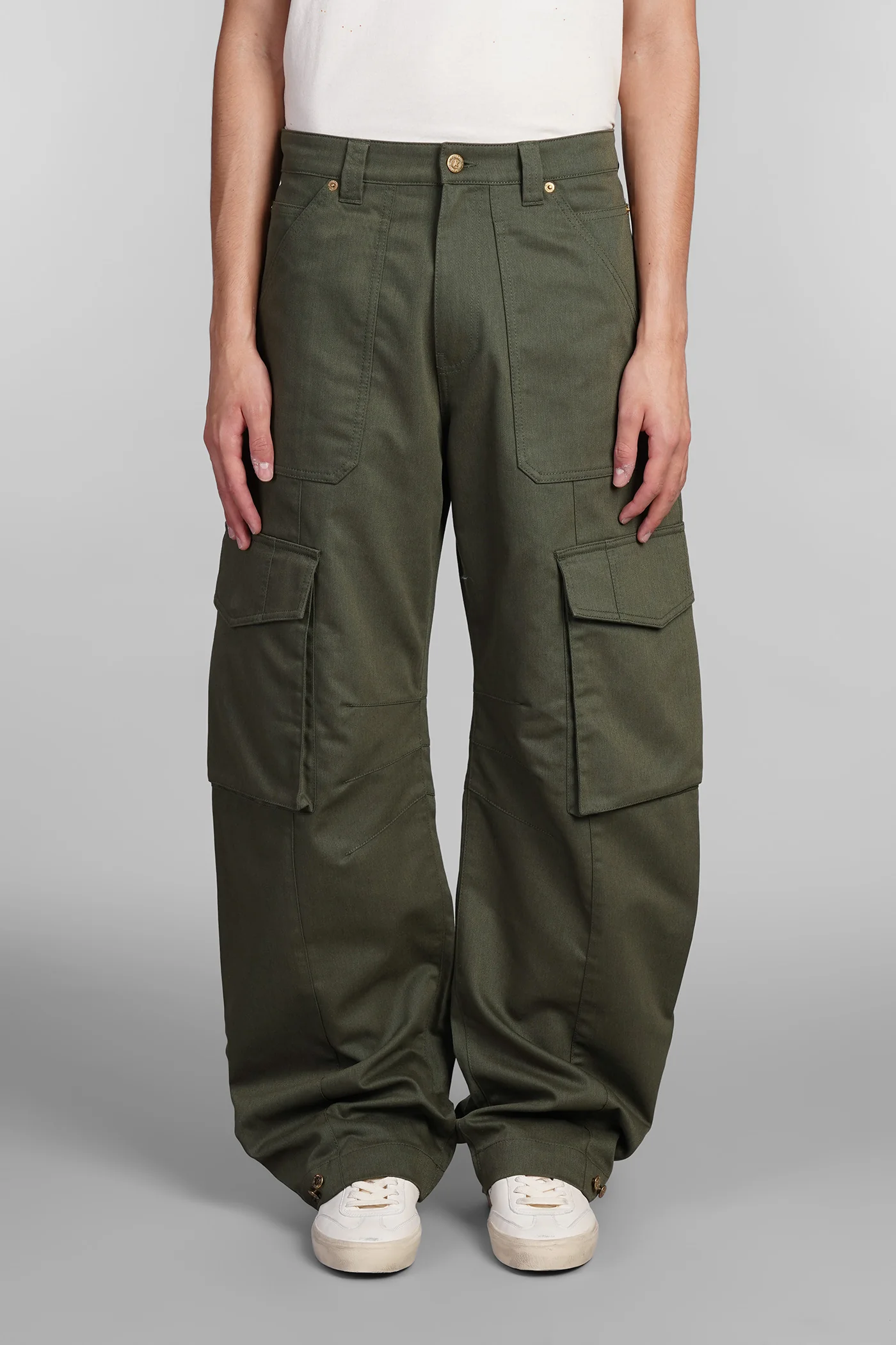 Cargo leniin Pants in khaki polyester