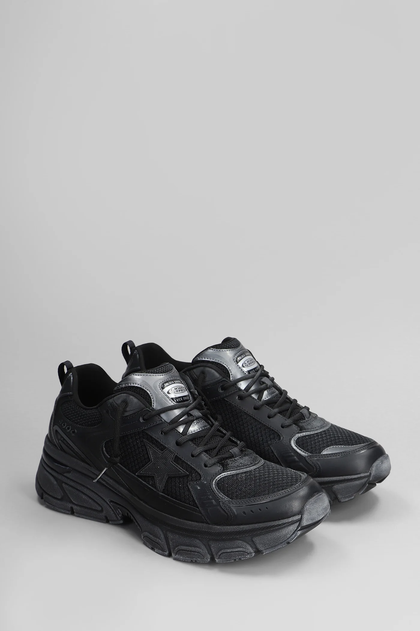 Light Star Sneakers in black leather and fabric - Image 42
