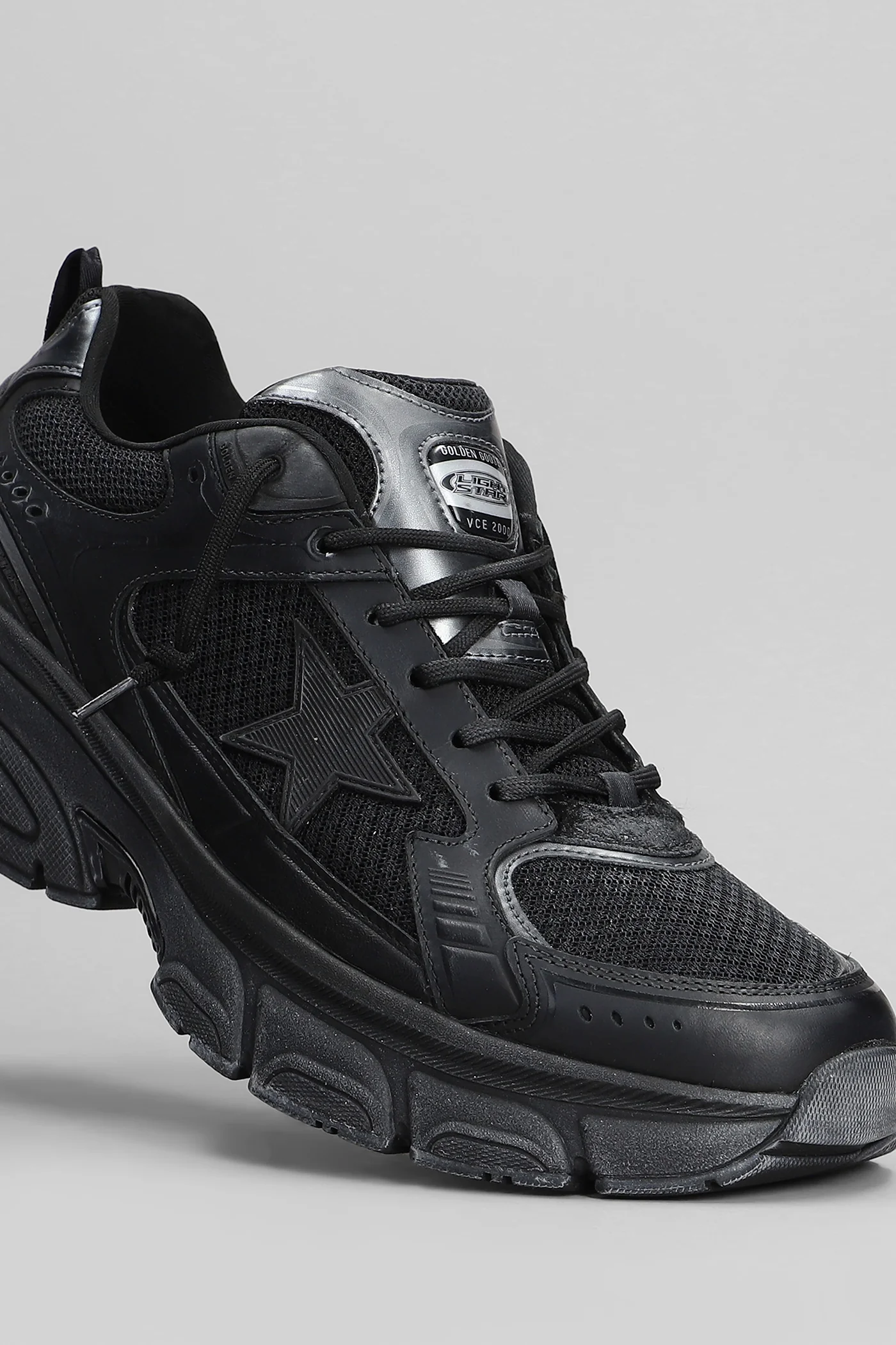 Light Star Sneakers in black leather and fabric - Image 5
