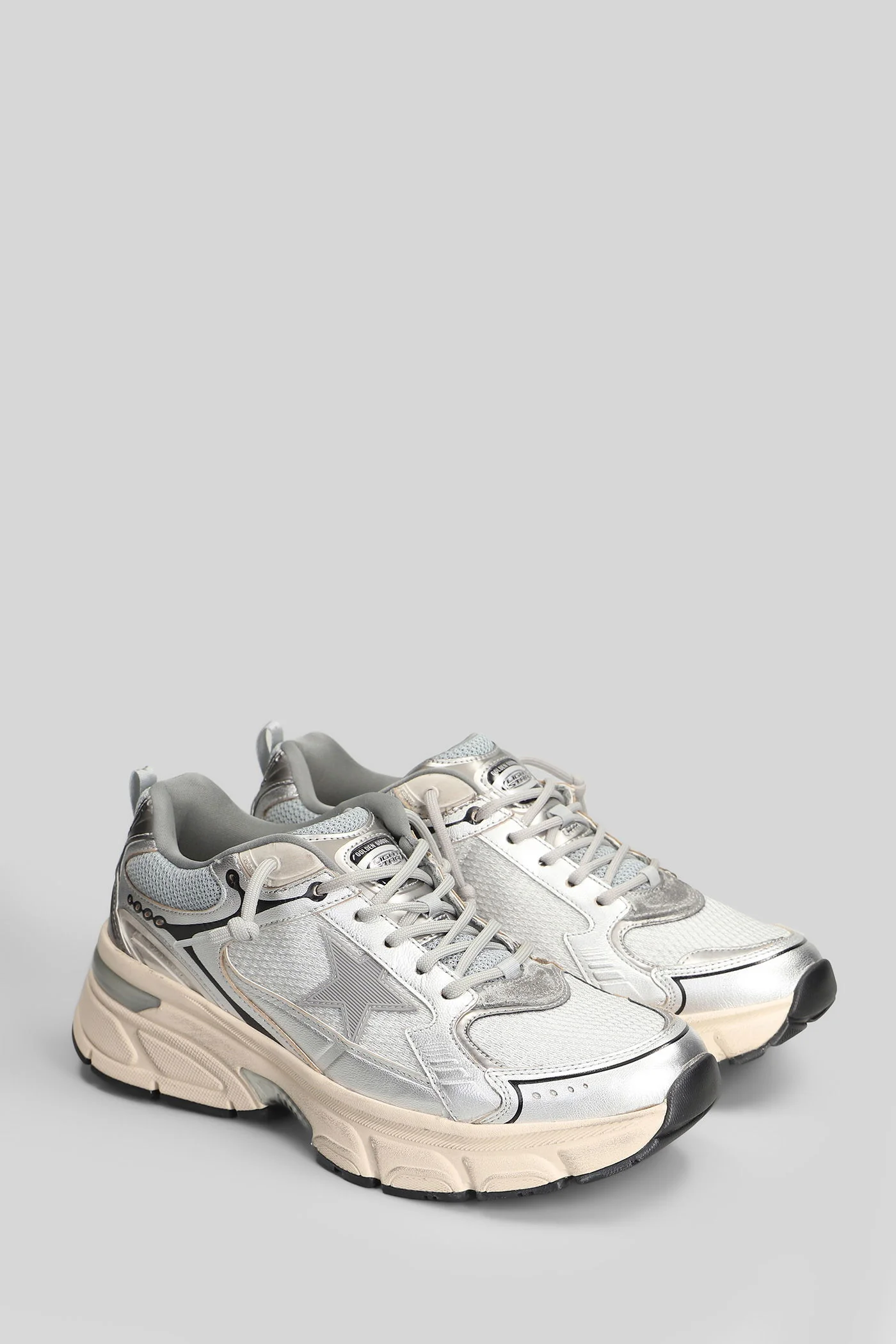 Lightstar Sneakers in silver leather and fabric - Image 2