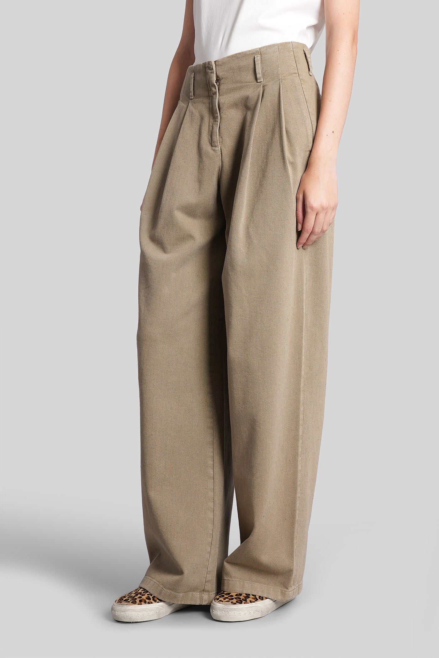 Pants in khaki cotton - Image 4