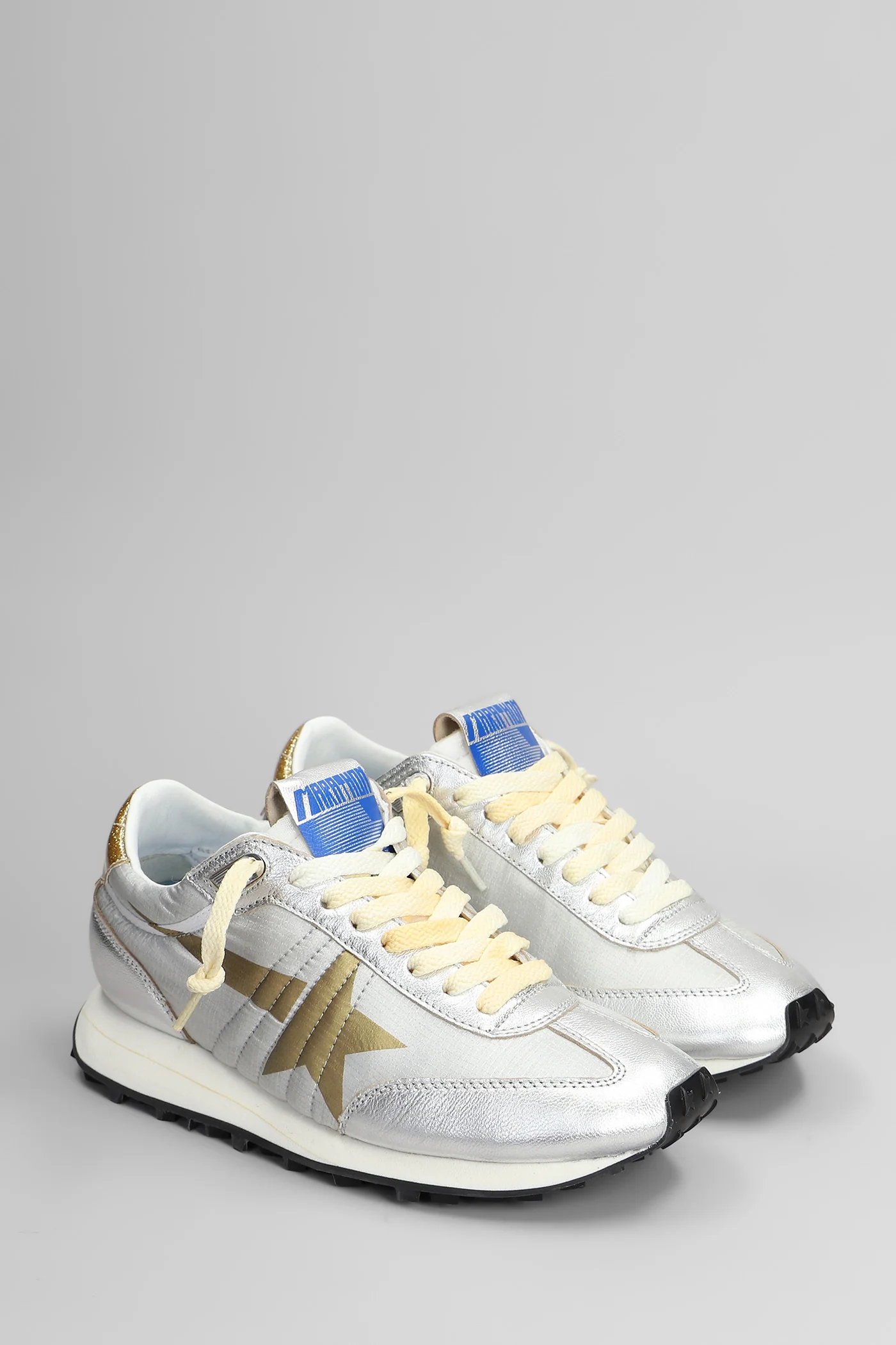 Running Marathon Sneakers in silver leather and fabric - Image 2