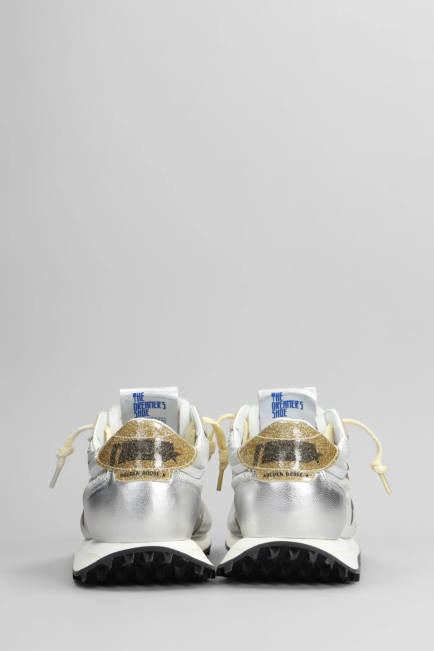 Running Marathon Sneakers in silver leather and fabric - Image 4