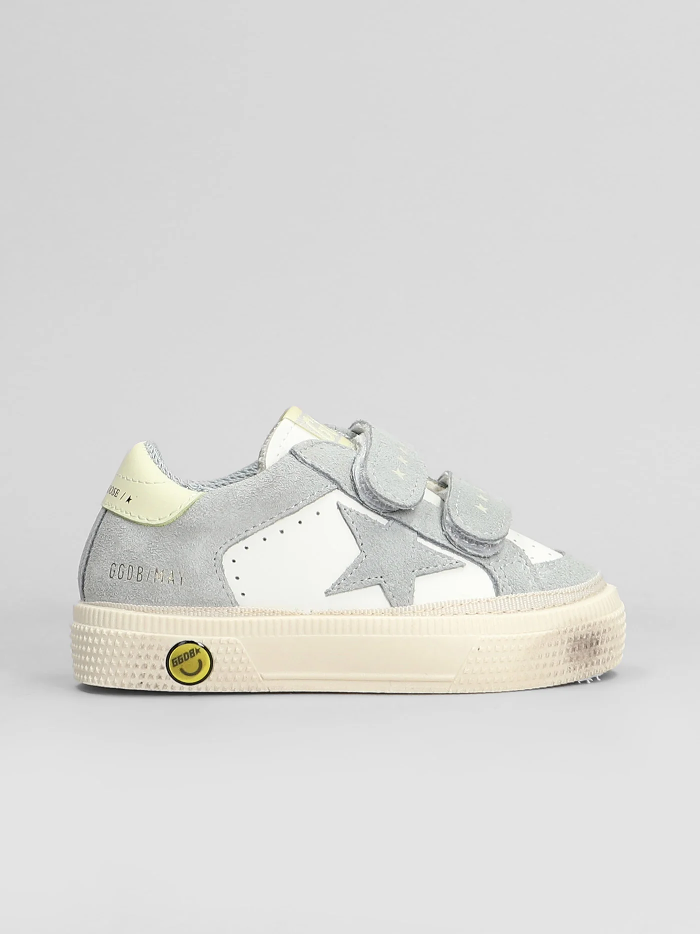 May School Sneakers in white suede and leather