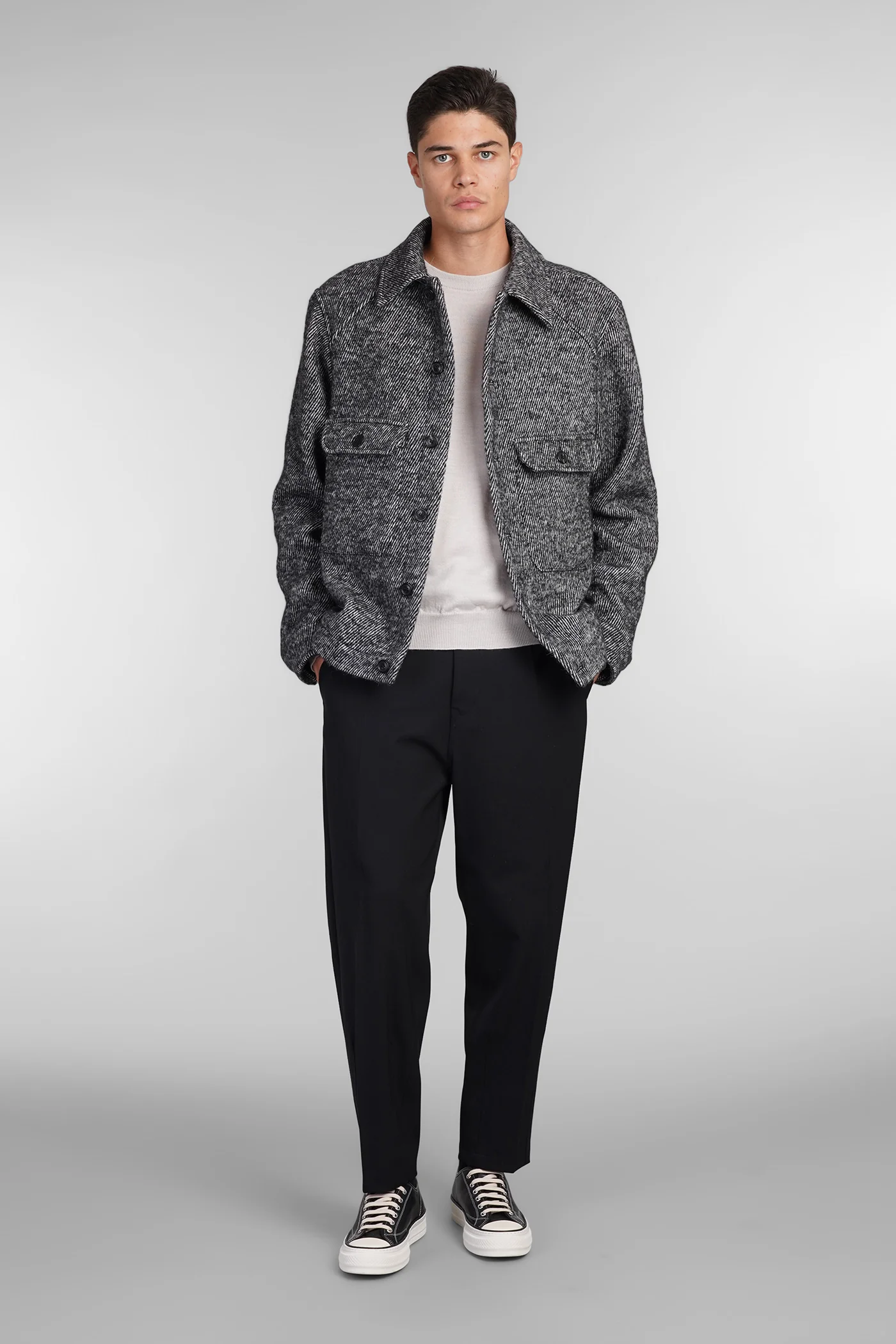 Casual jacket in black wool - Image 2