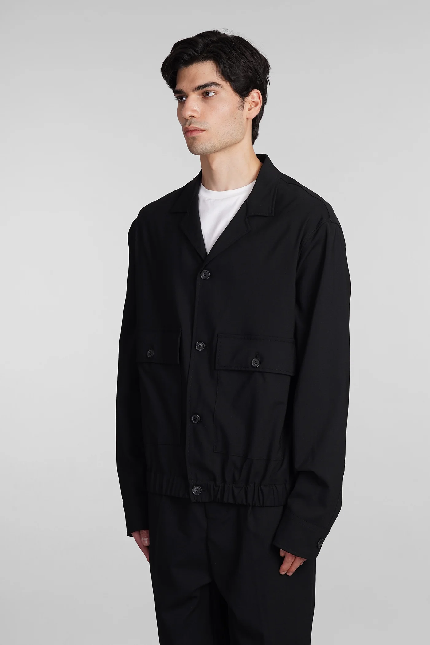 Casual jacket in black wool - Image 4