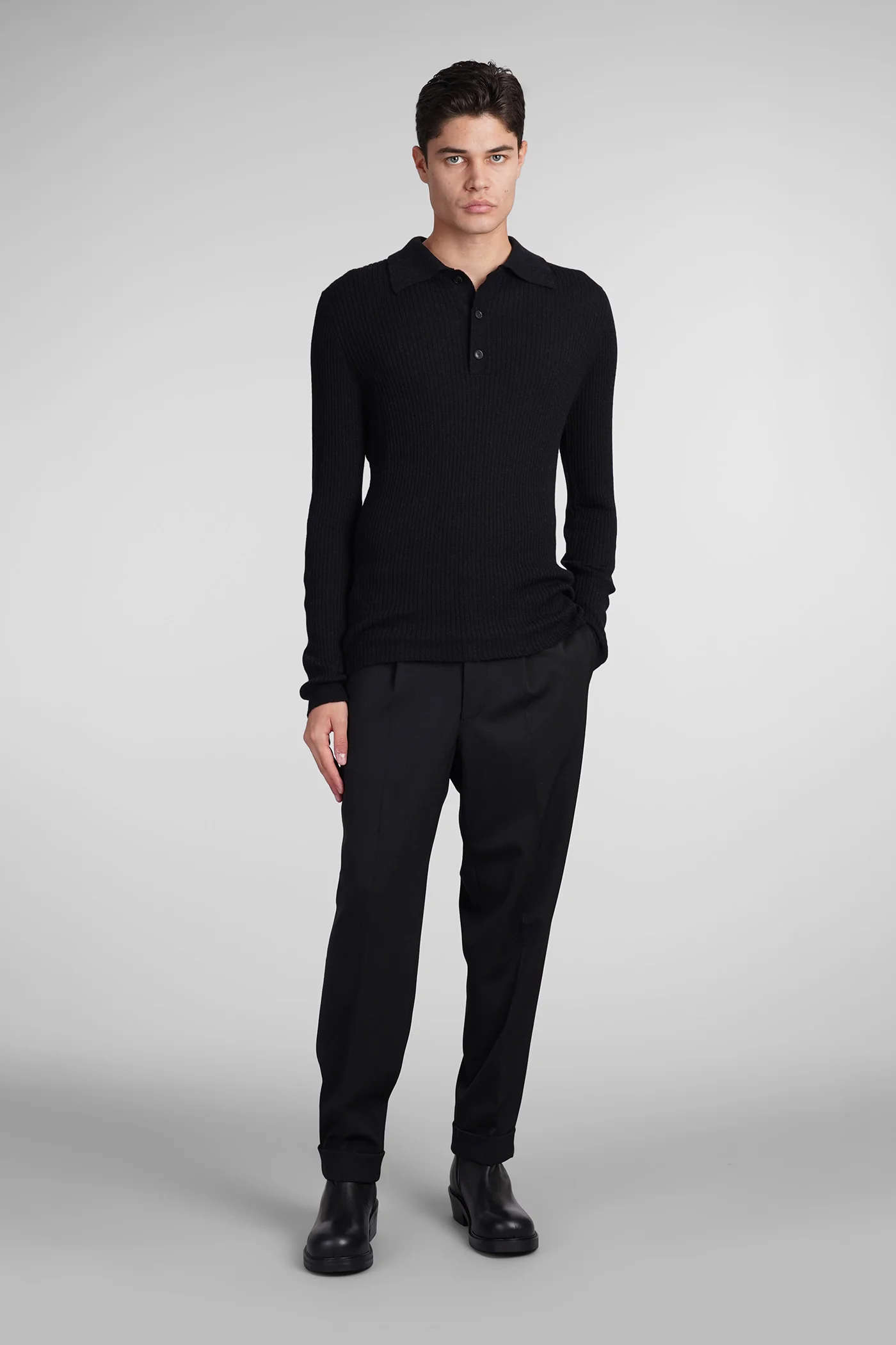 Polo in black polyamide - Image 2