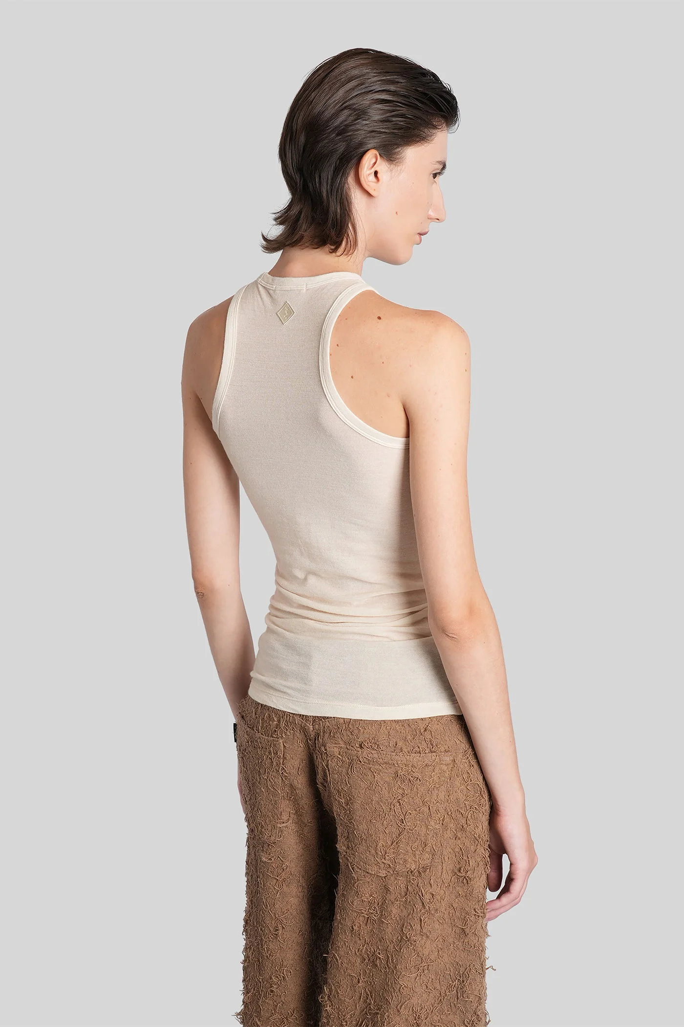 Eve tank Top in beige wool - Image 3