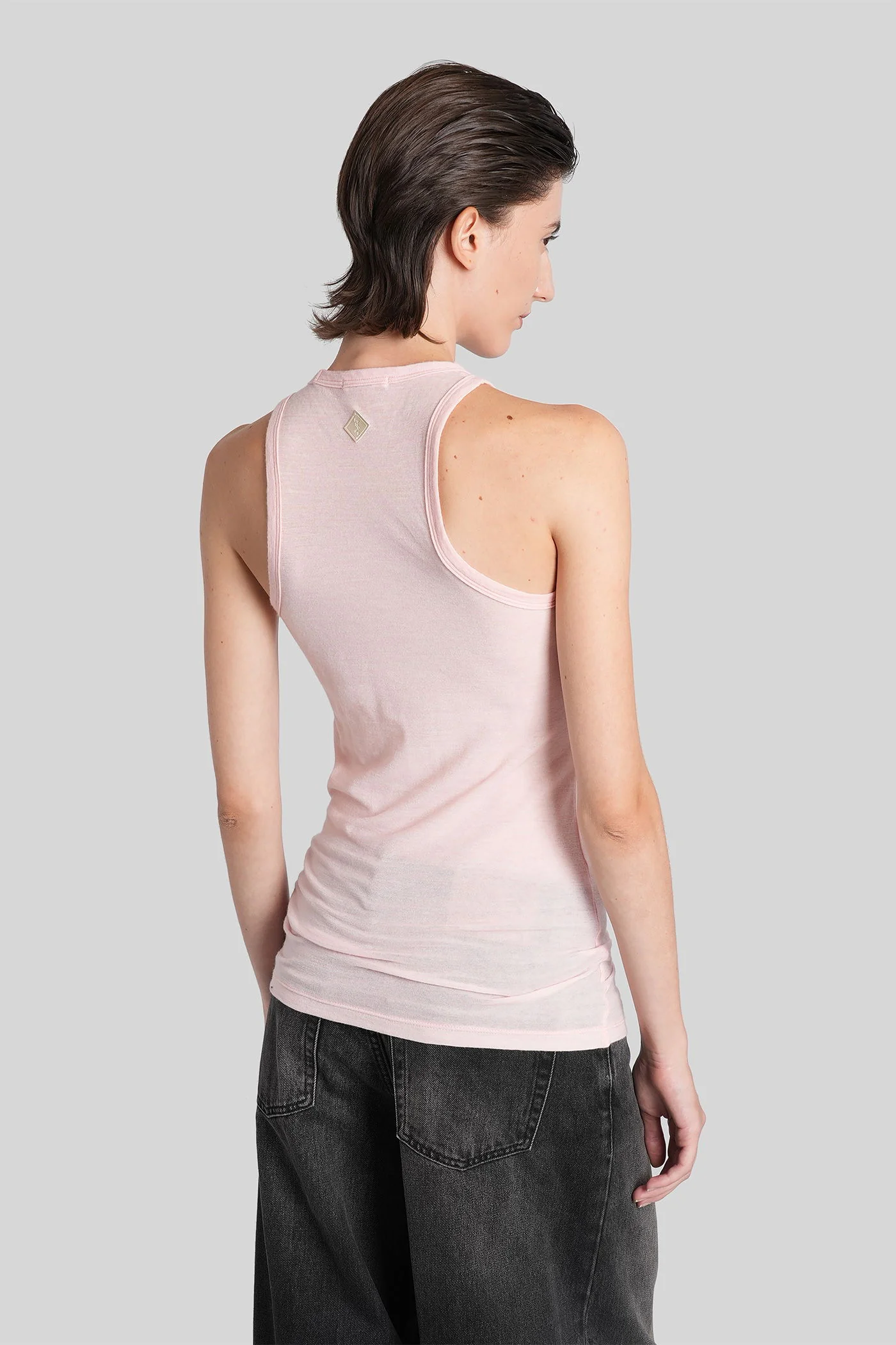 Eve tank Top in rose-pink wool - Image 3