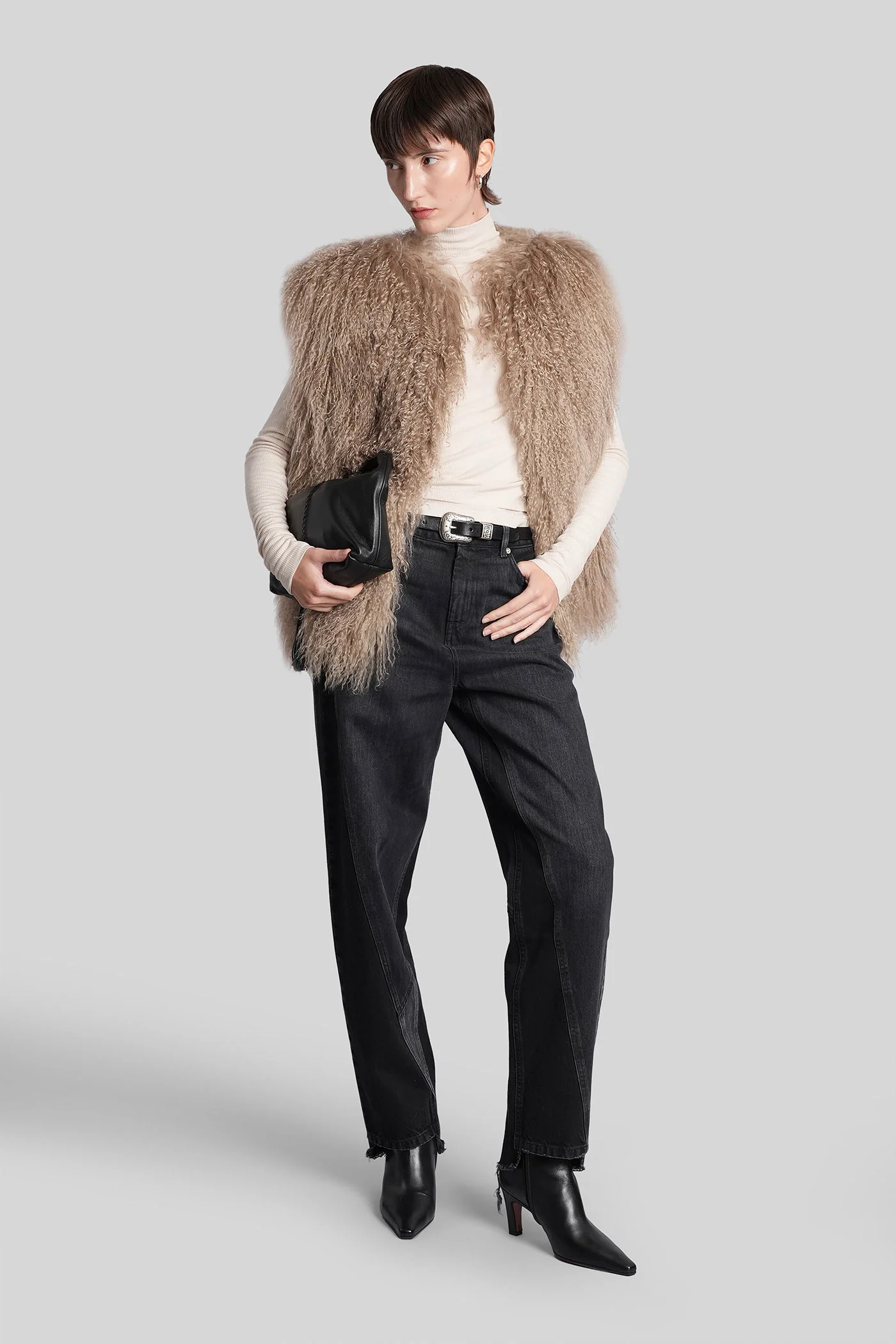 T-Shirt in beige wool and polyester - Image 2