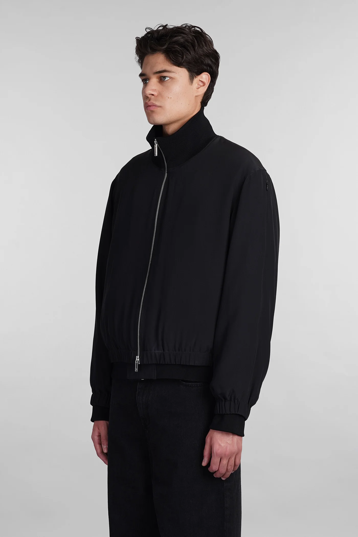 Bomber Jacket in black silk - Image 4