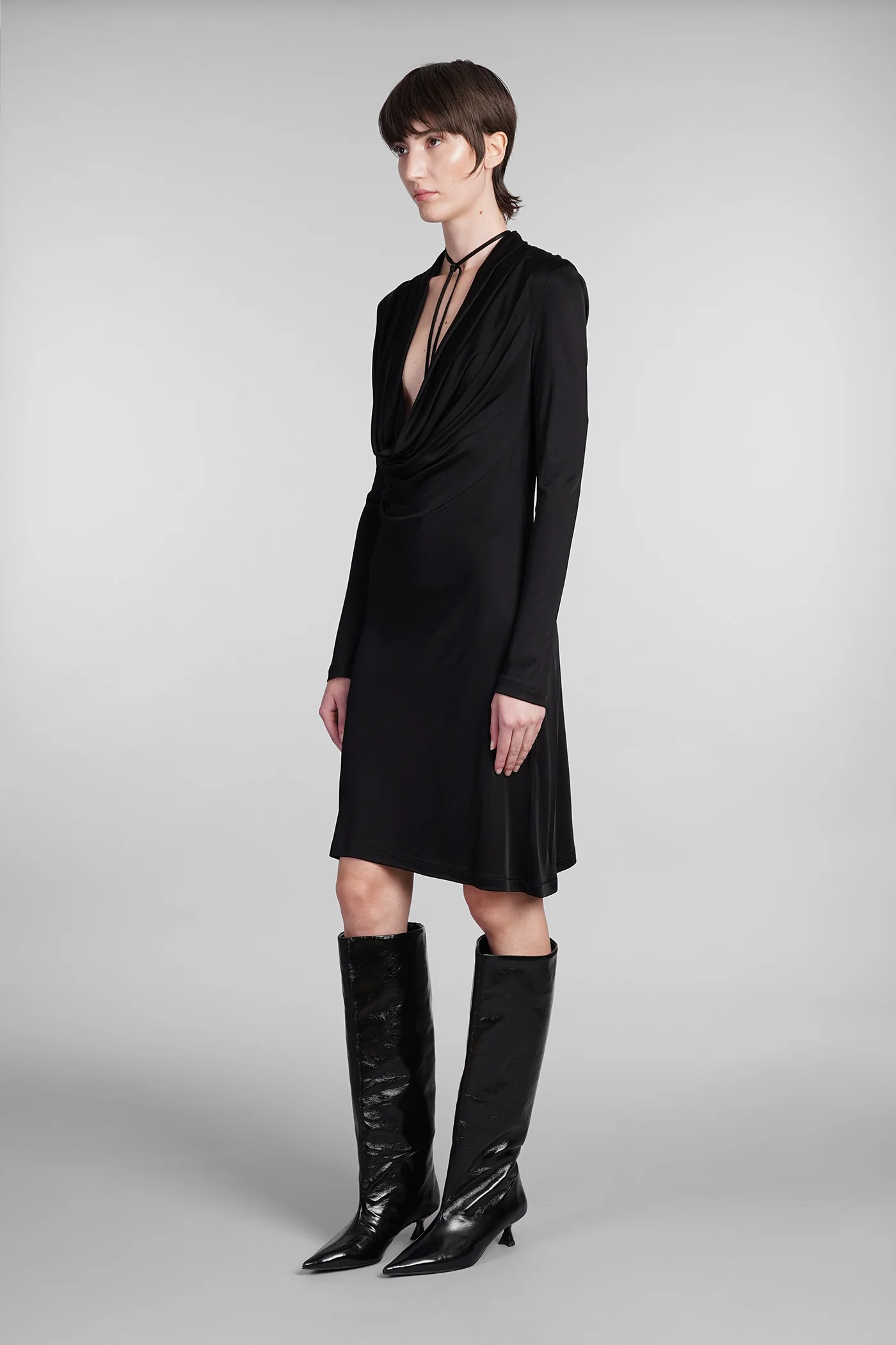 Dress woman  in black viscose - Image 4