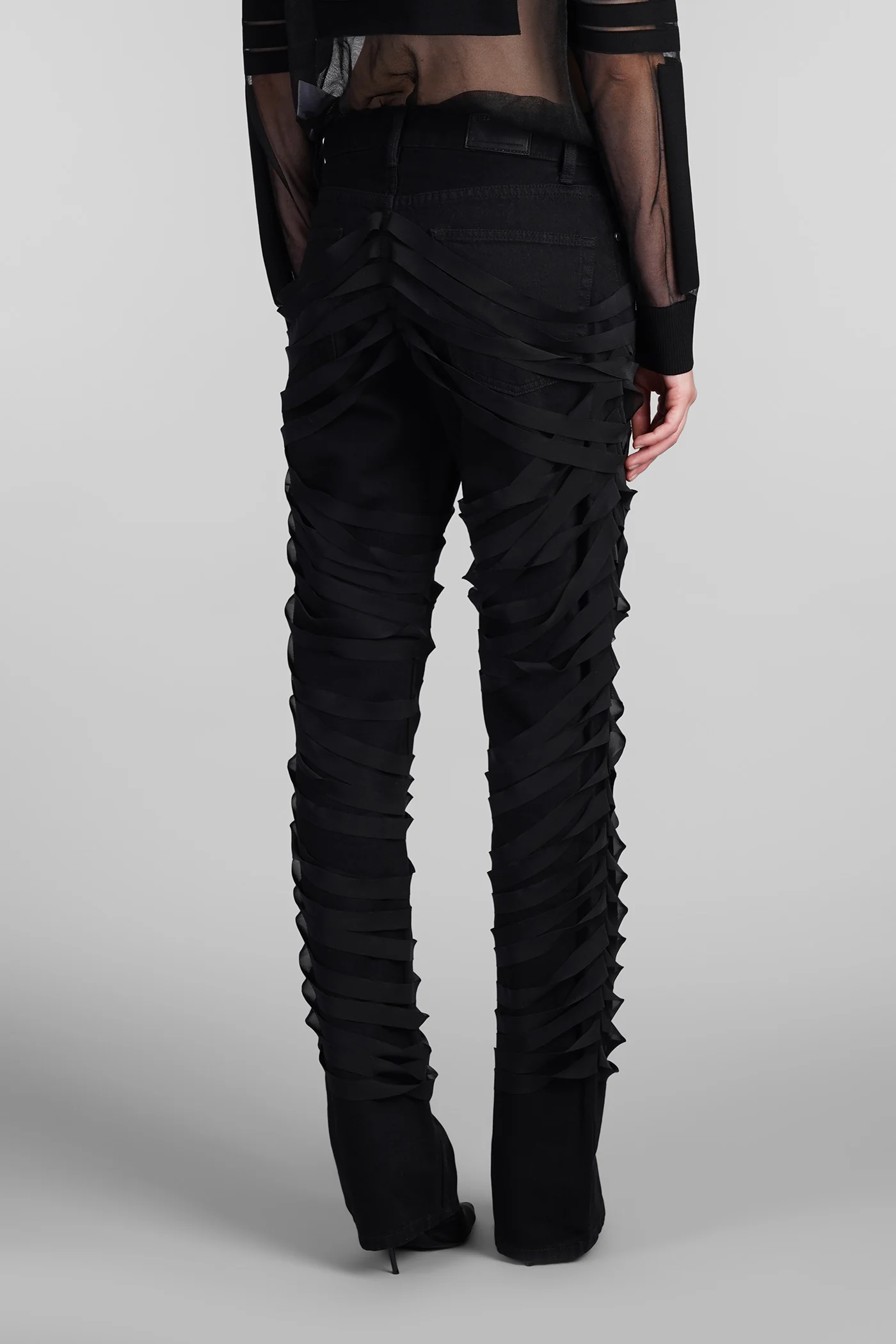 Ribbon worker Jeans in black cotton - Image 3