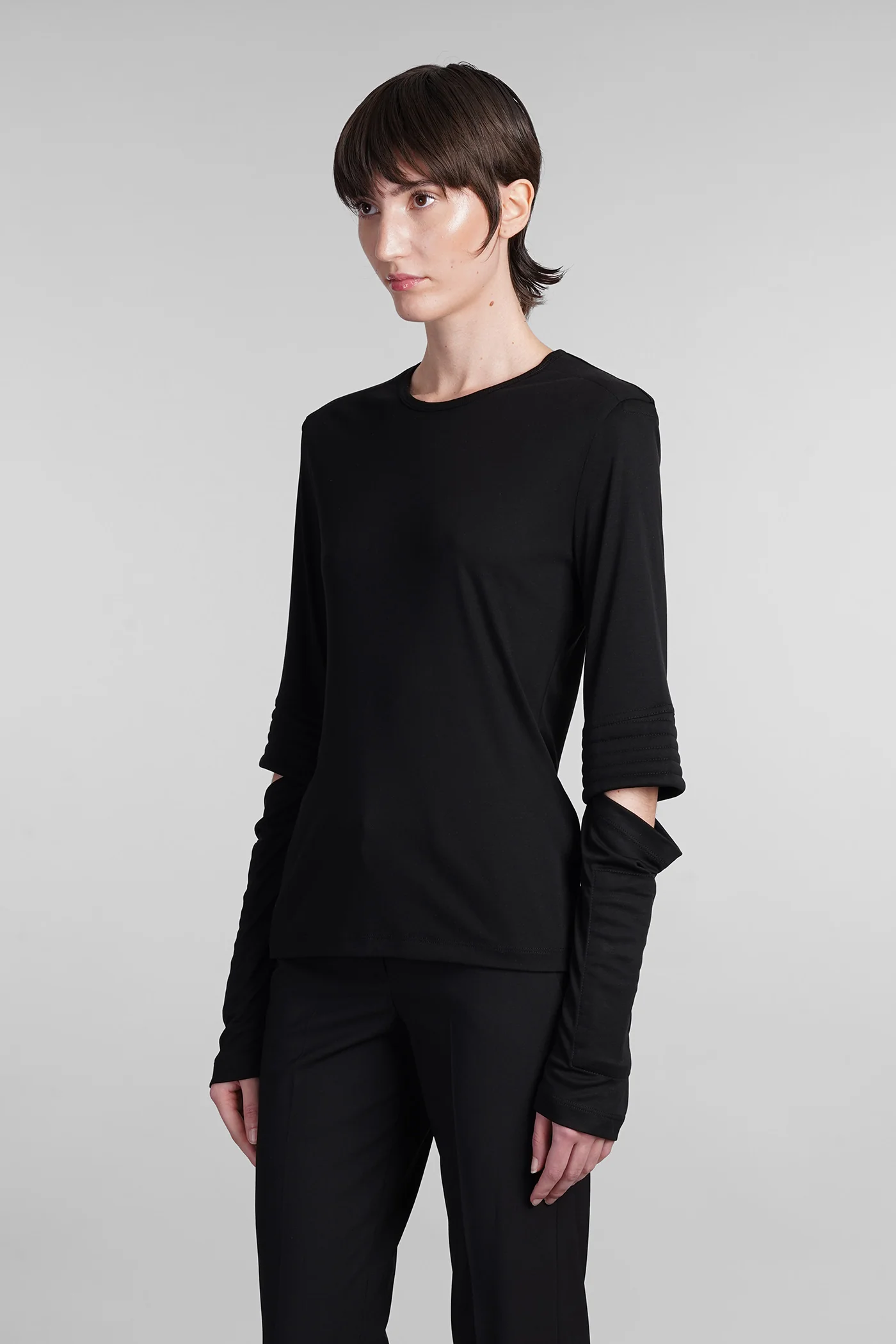 T-Shirt in black wool and polyester - Image 4